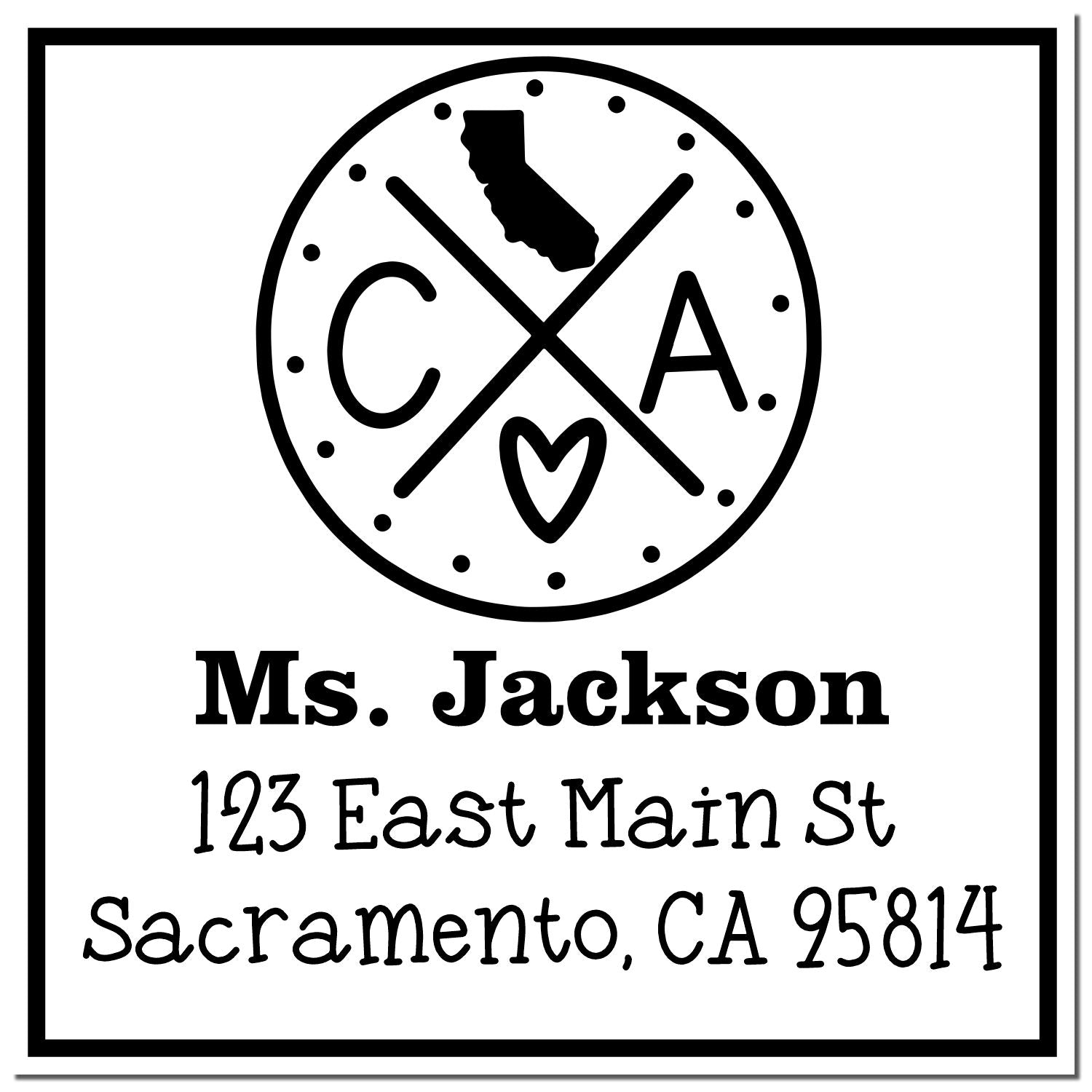 Wood Handle California State Cross Customized Mail Address Stamper