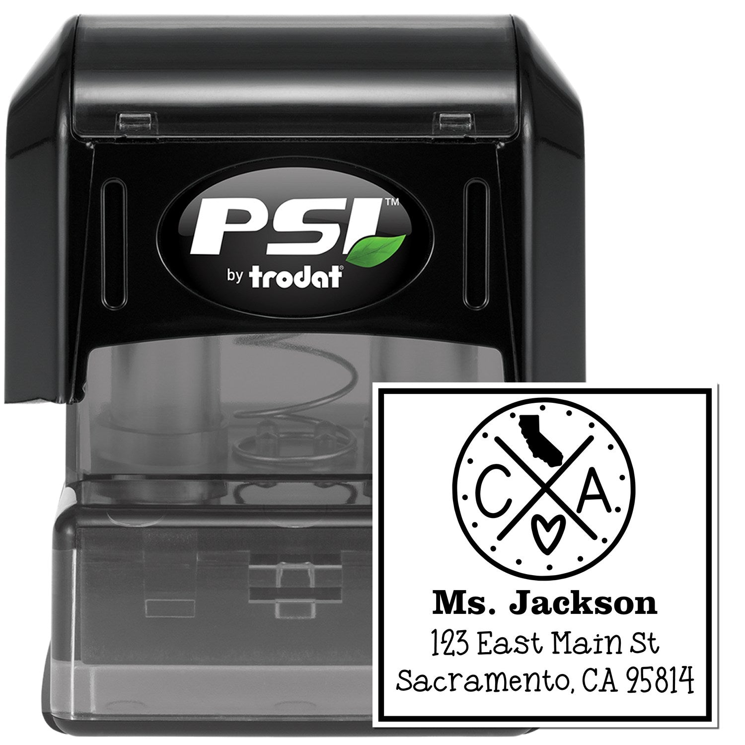 PSI Pre-Inked California State Cross Customizable Return Address Rubber Stamp