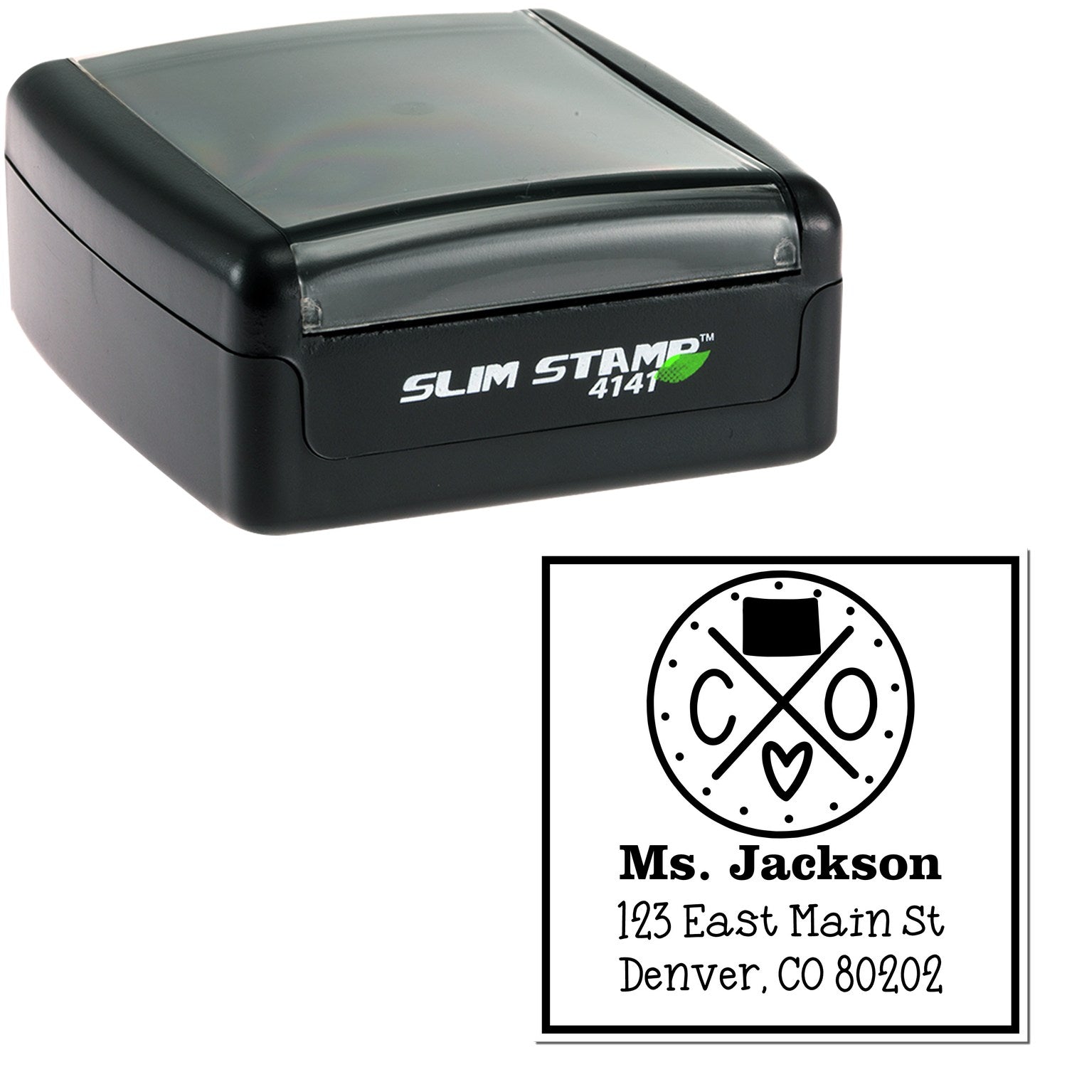 Slim Colorado State Cross Customizable Mail Pre-Inked Stamp