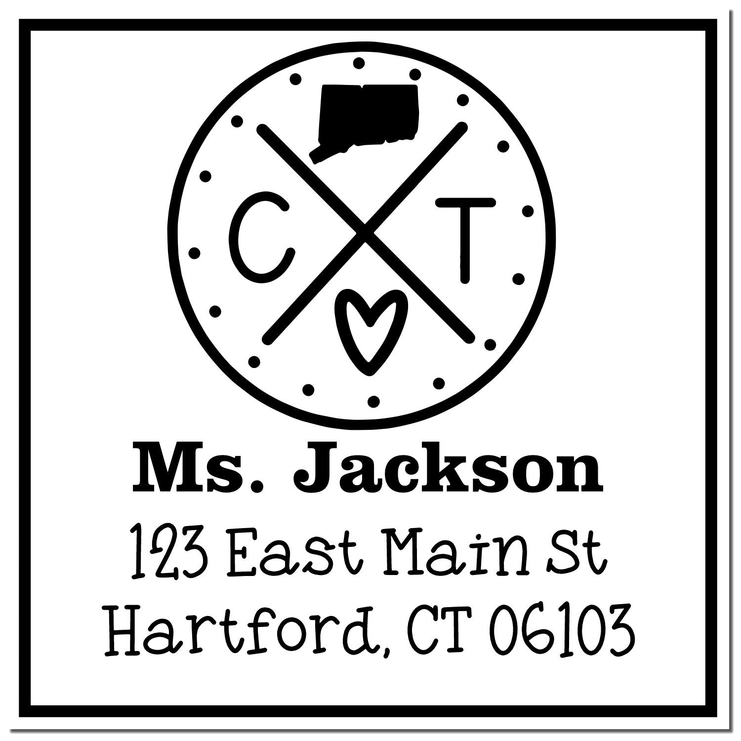 Wood Handle Connecticut State Cross Customized New Address Stamp