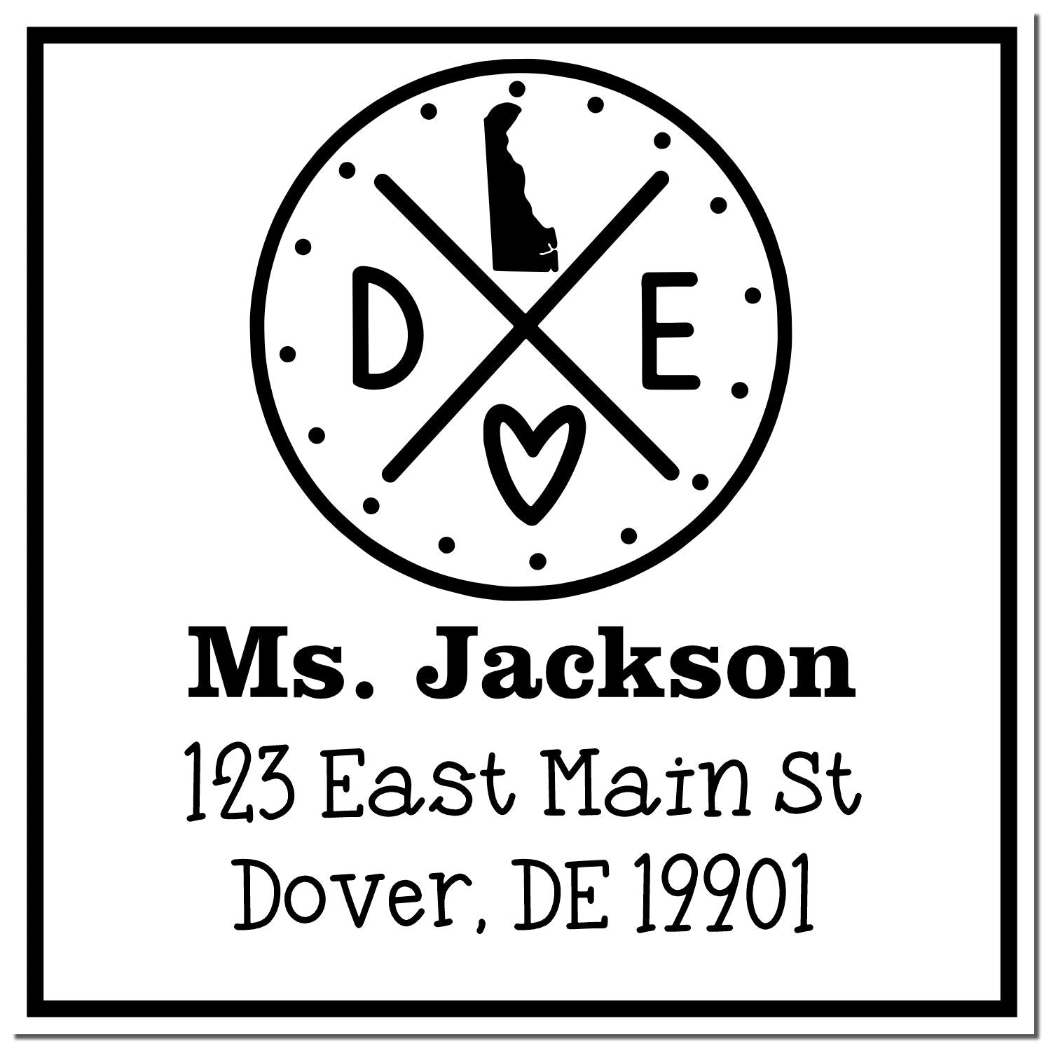 Self-Inking Delaware State Cross Customizable Address Stamp