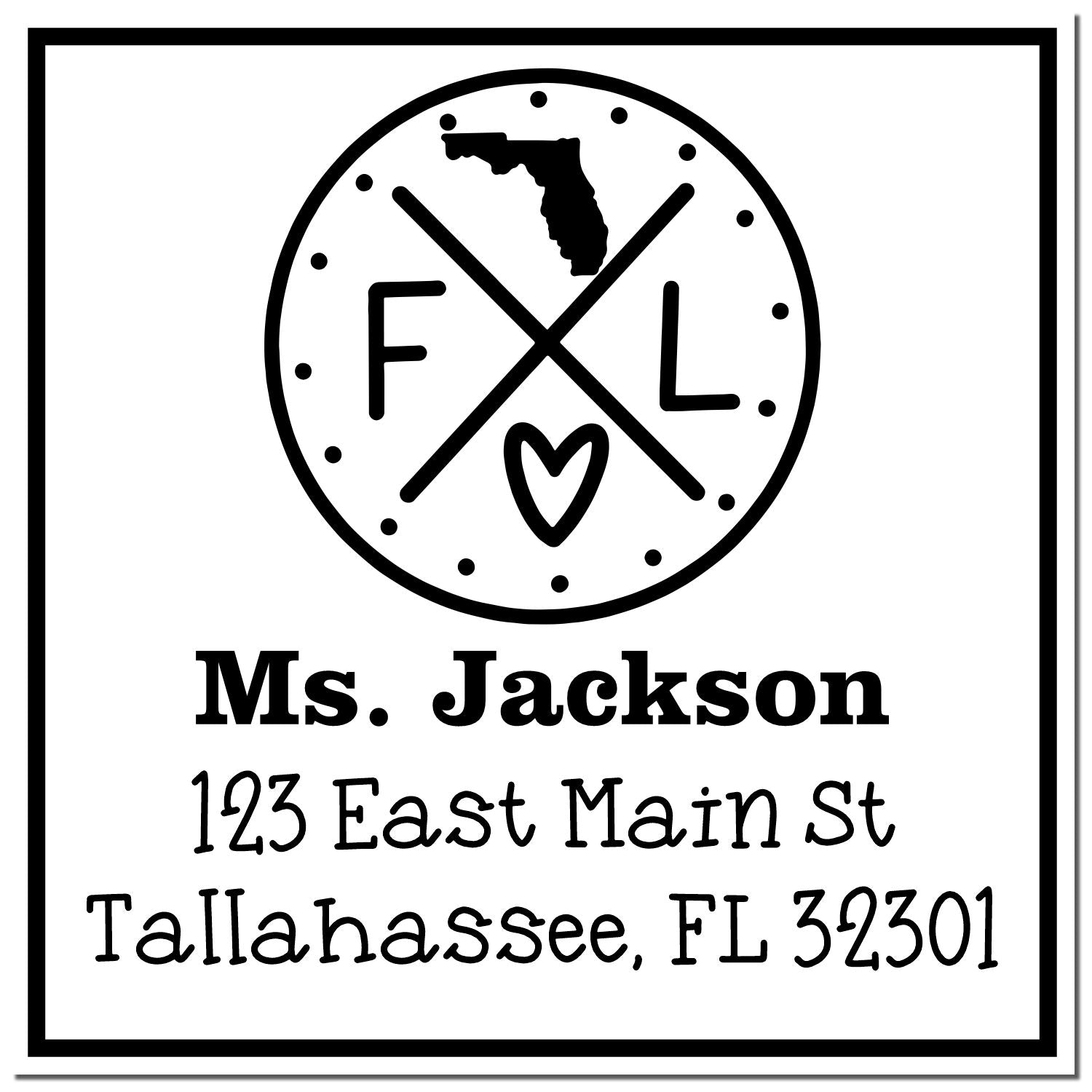 Wood Handle Florida State Cross Customized New Address Rubber Stamp