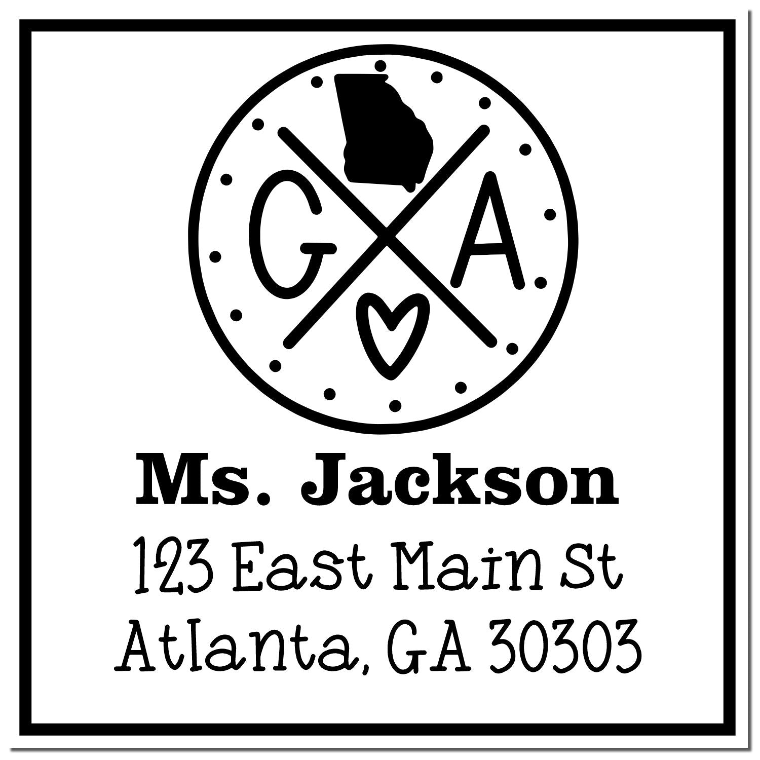 Self-Inking Georgia State Cross Customizable Address Rubber Stamp