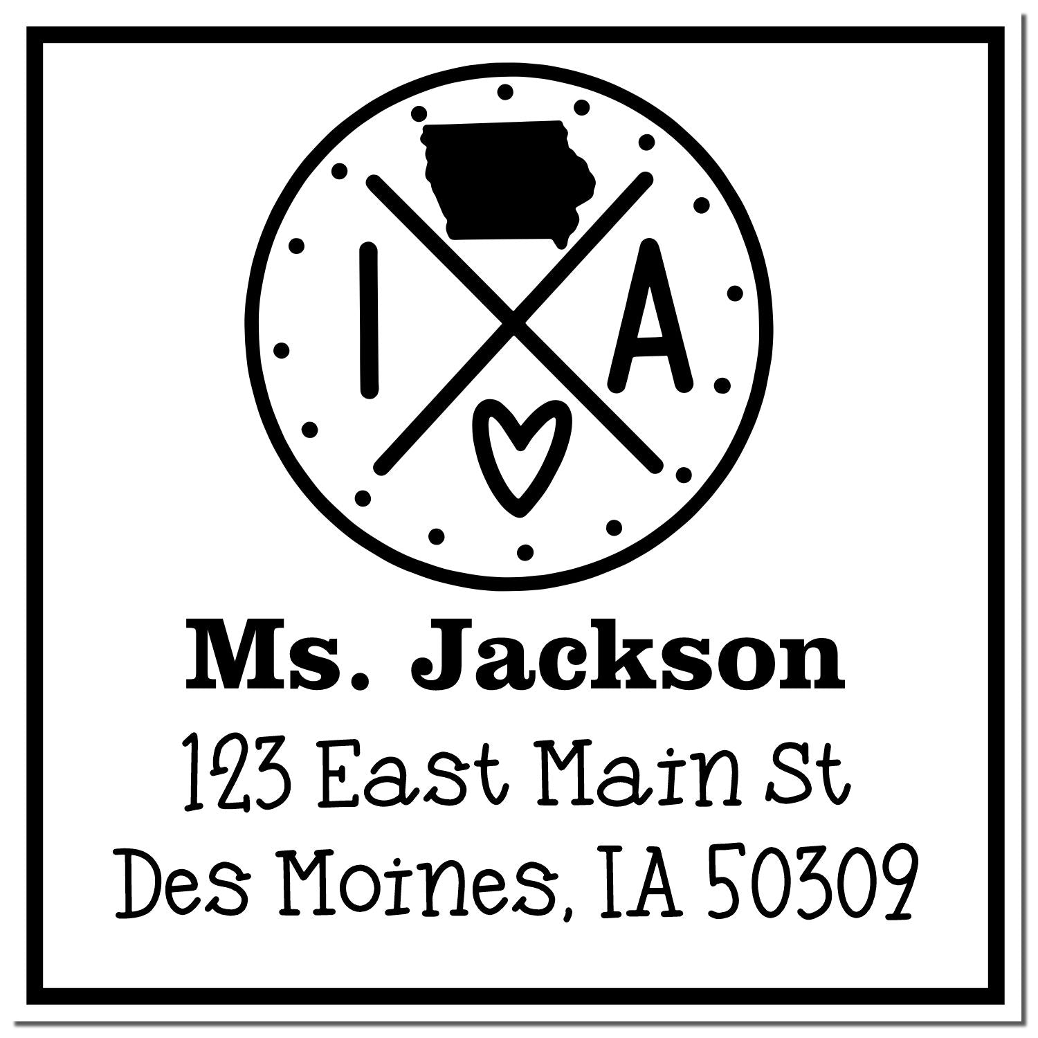 Wood Handle Iowa State Cross Customized Address Label Rubber Stamp