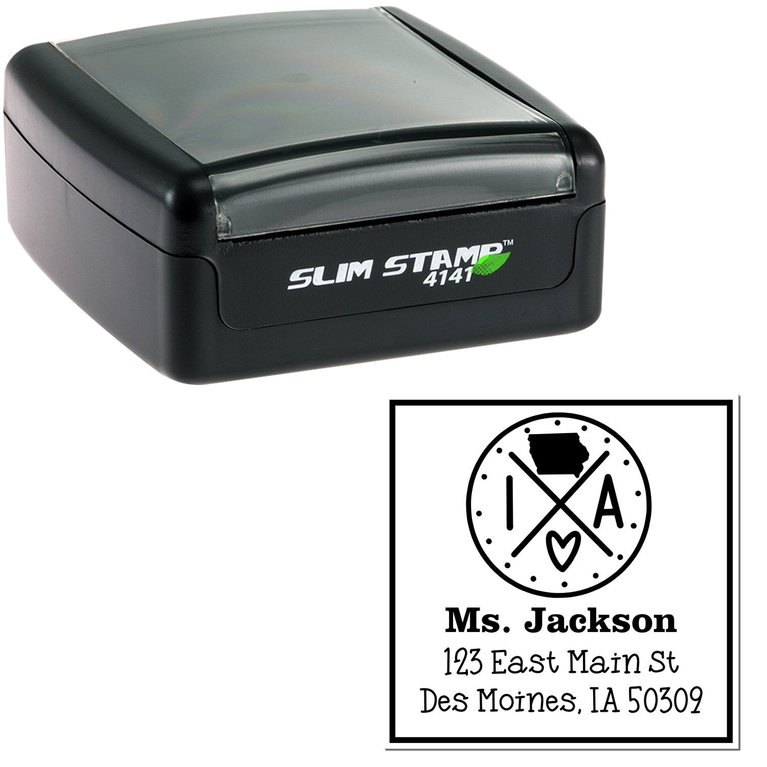 Slim Iowa State Cross Customizable Address Return Pre-Inked Stamp