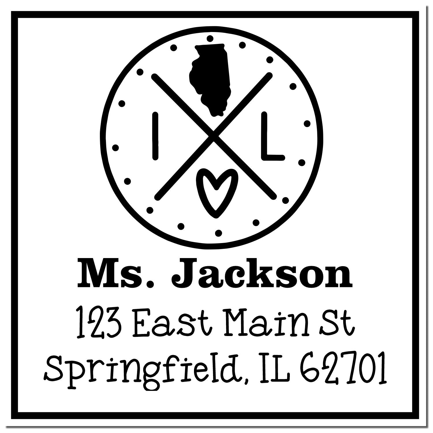 PSI Pre-Inked Illinois State Cross Customizable Mail Stamper