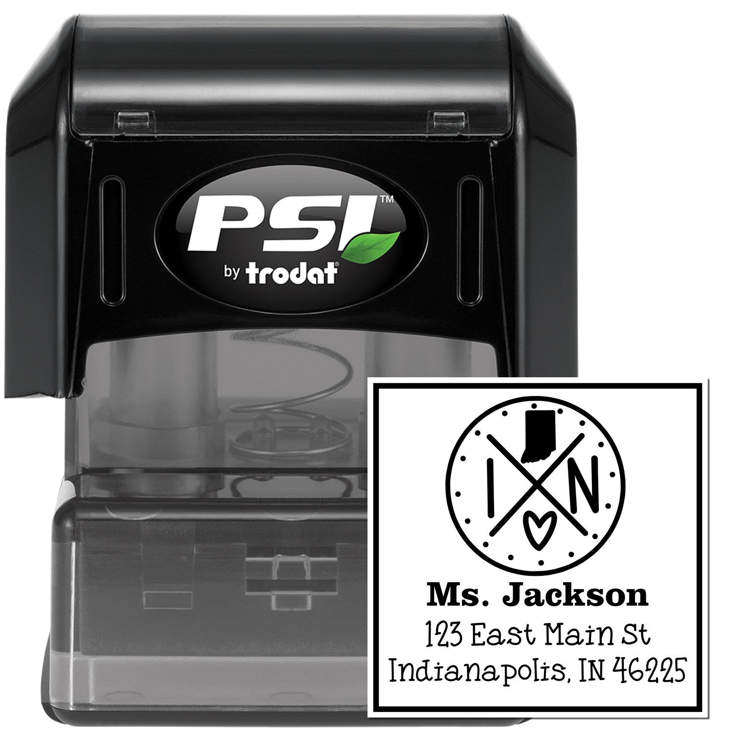 PSI Pre-Inked Indiana State Cross Customizable Mail Rubber Stamp