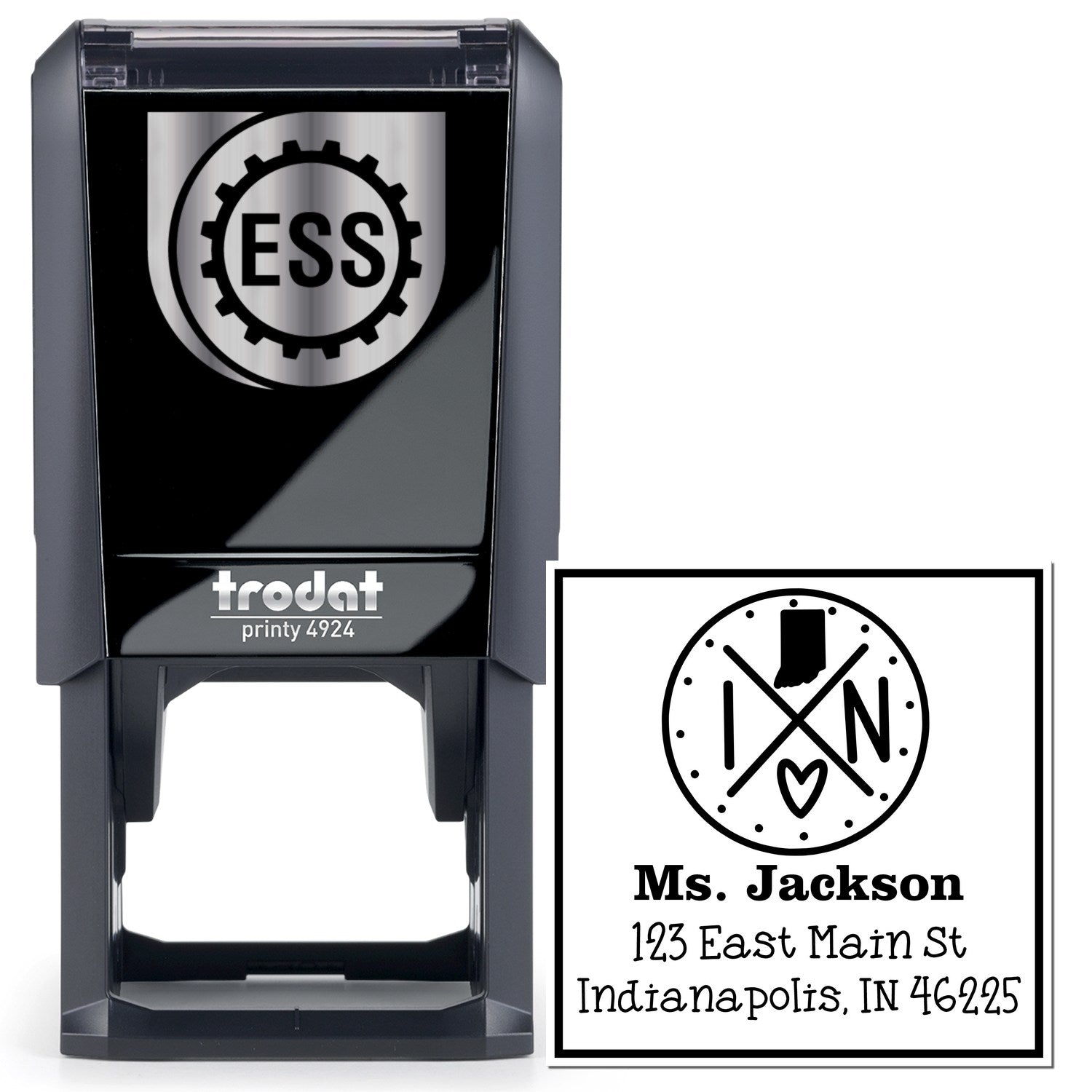 Self-Inking Indiana State Cross Customizable Name and Address Stamp