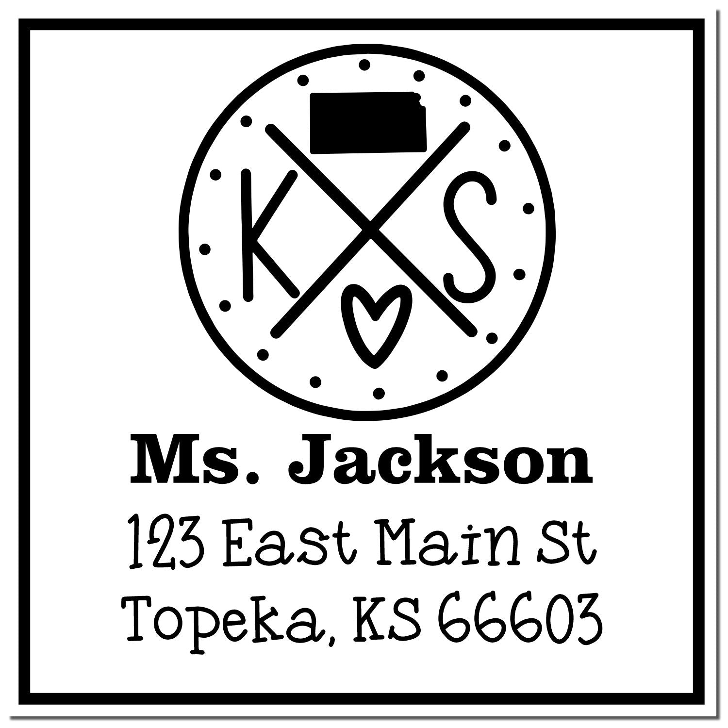 Wood Handle Kansas State Cross Customizable Address Stamp