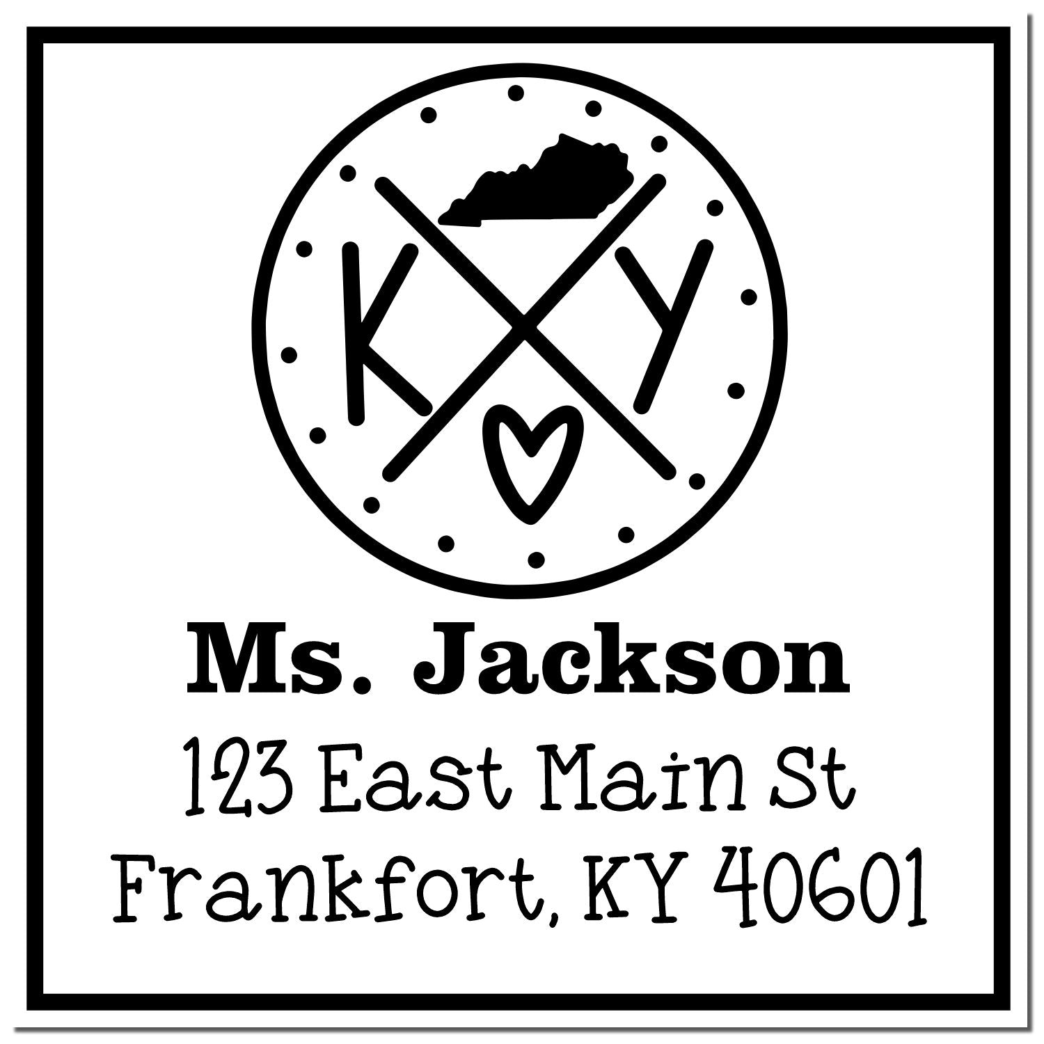 Wood Handle Kentucky State Cross Customizable Address Stamper