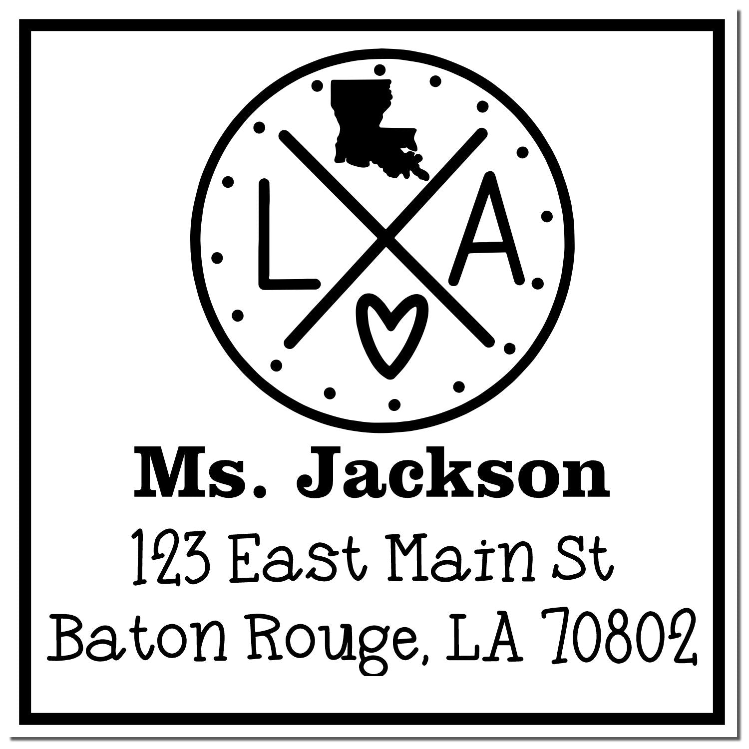 Slim Louisiana State Cross Customizable Mailing Address Pre-Inked Stamp