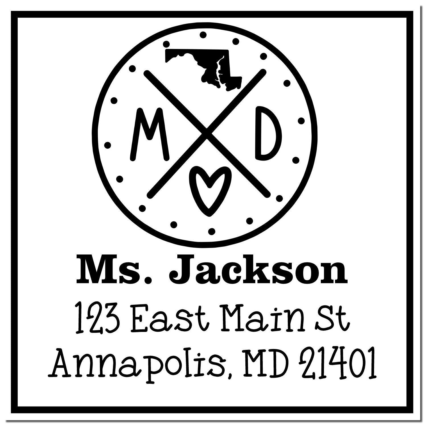 PSI Pre-Inked Maryland State Cross Customizable New Home Address Rubber Stamp