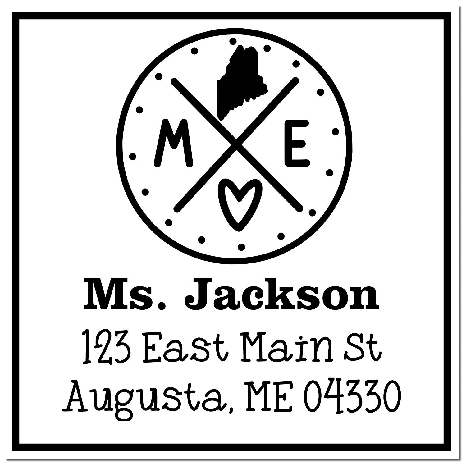 Wood Handle Maine State Cross Customizable Return Address Stamp