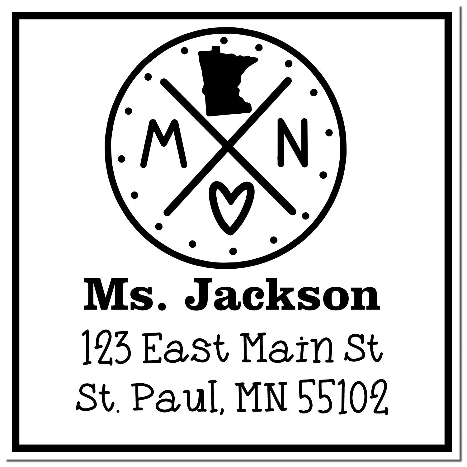 Wood Handle Minnesota State Cross Customizable Name and Address Stamper