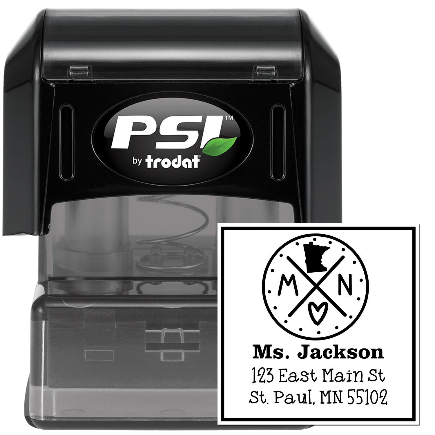 PSI Pre-Inked Minnesota State Cross Customizable Address Return Rubber Stamp