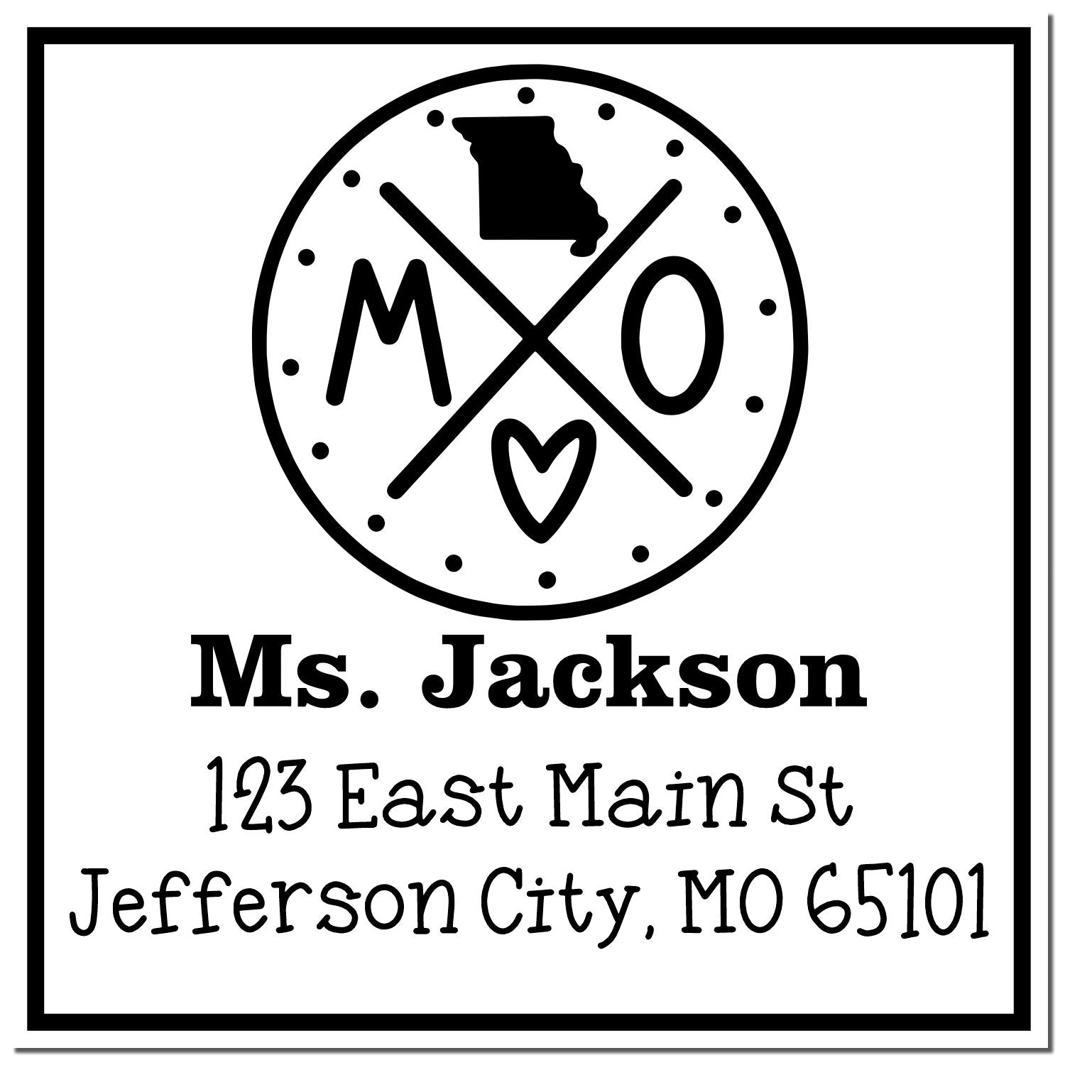 Self-Inking Missouri State Cross Customizable Home Address Rubber Stamp