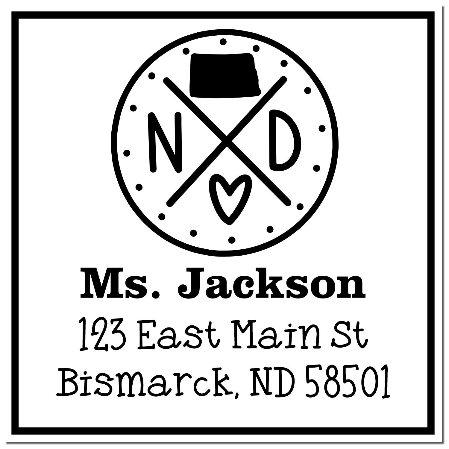 Wood Handle North Dakota State Cross Customizable New Home Address Stamp