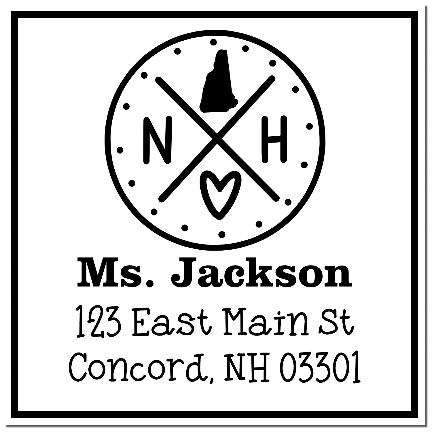 Self-Inking New Hampshire State Cross Customizable Address Return Stamp