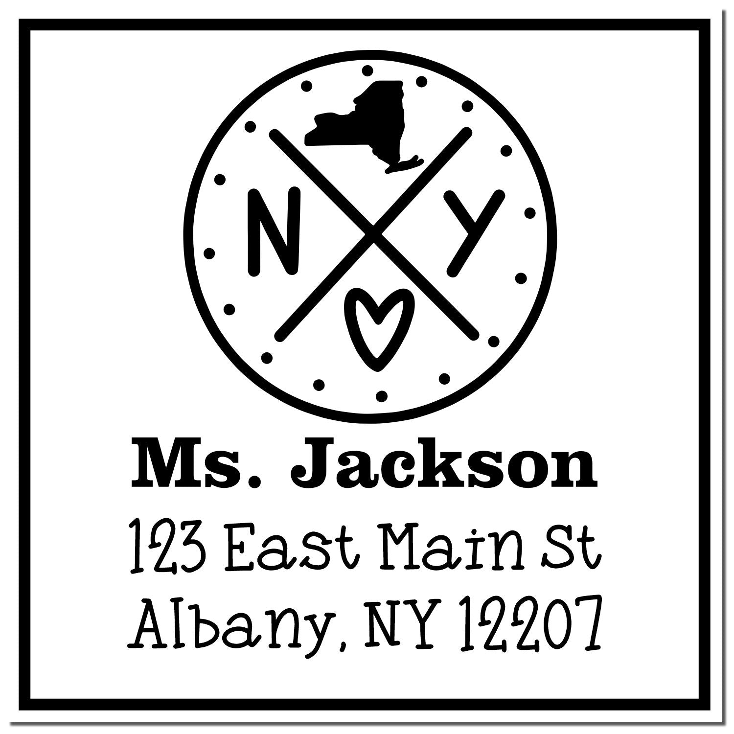 PSI Pre-Inked New York State Cross Customizable New Address Rubber Stamp