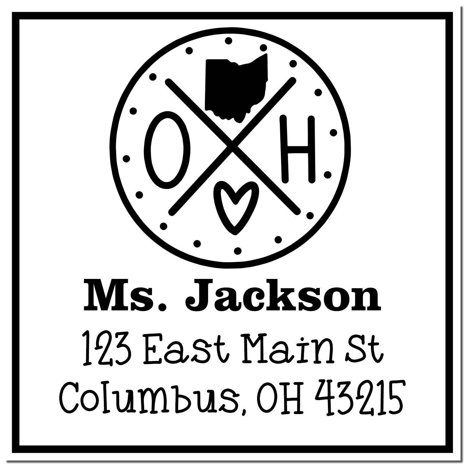 PSI Pre-Inked Ohio State Cross Customizable Home Address for Envelopes Rubber Stamp