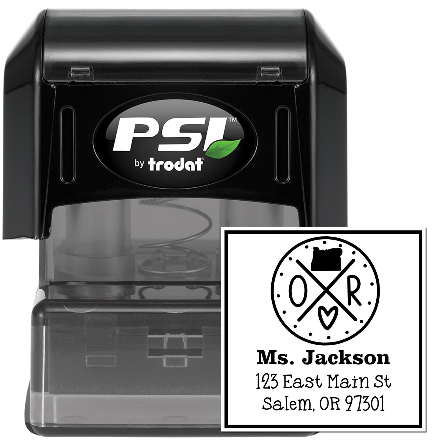 PSI Pre-Inked Oregon State Cross Customizable Address Label Stamper