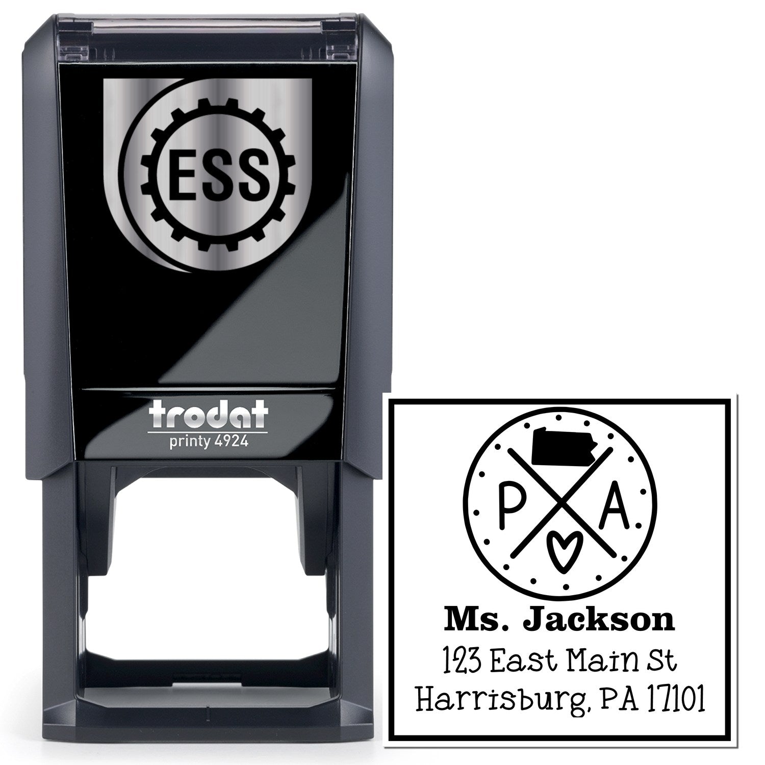 Self-Inking Pennsylvania State Cross Customizable New Address Stamp