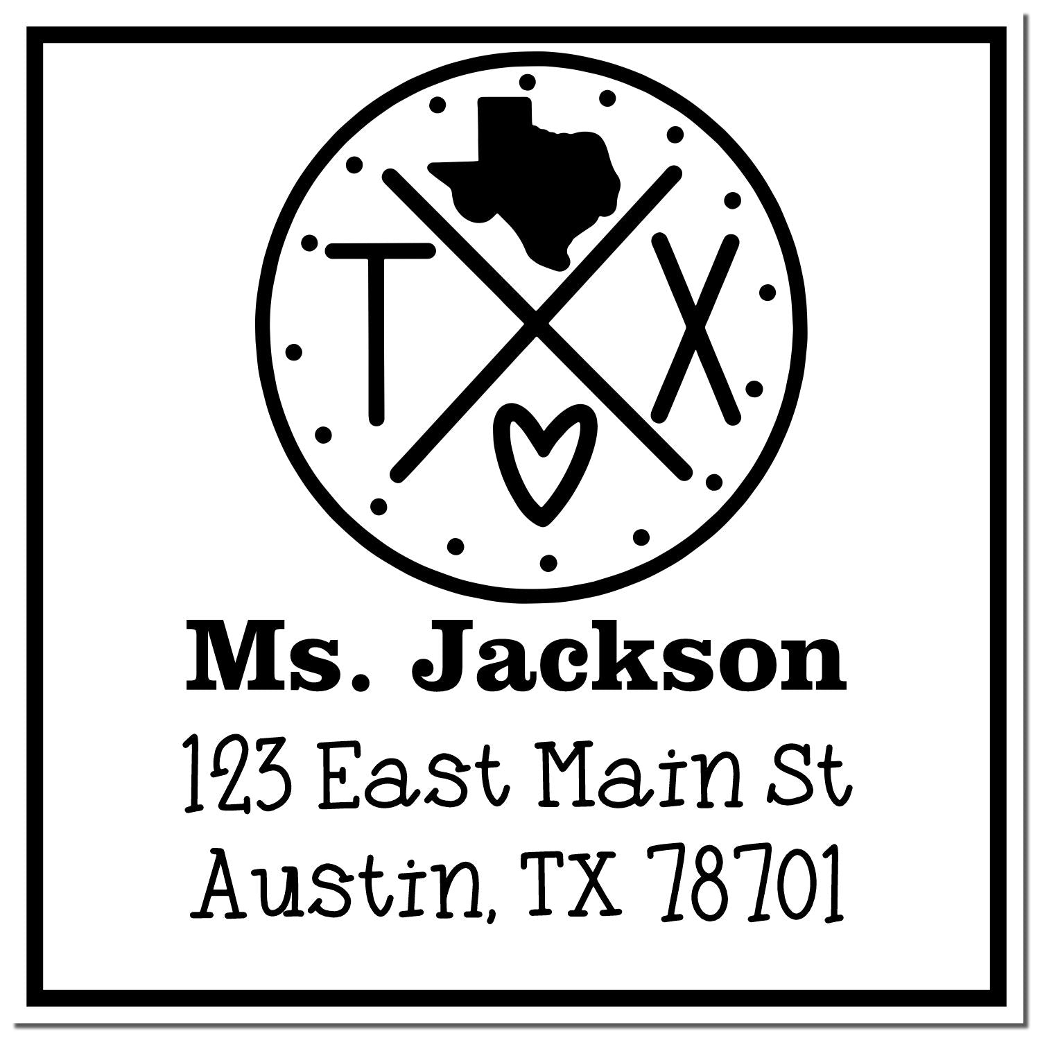 PSI Pre-Inked Texas State Cross Custom-Made Return Address Stamper