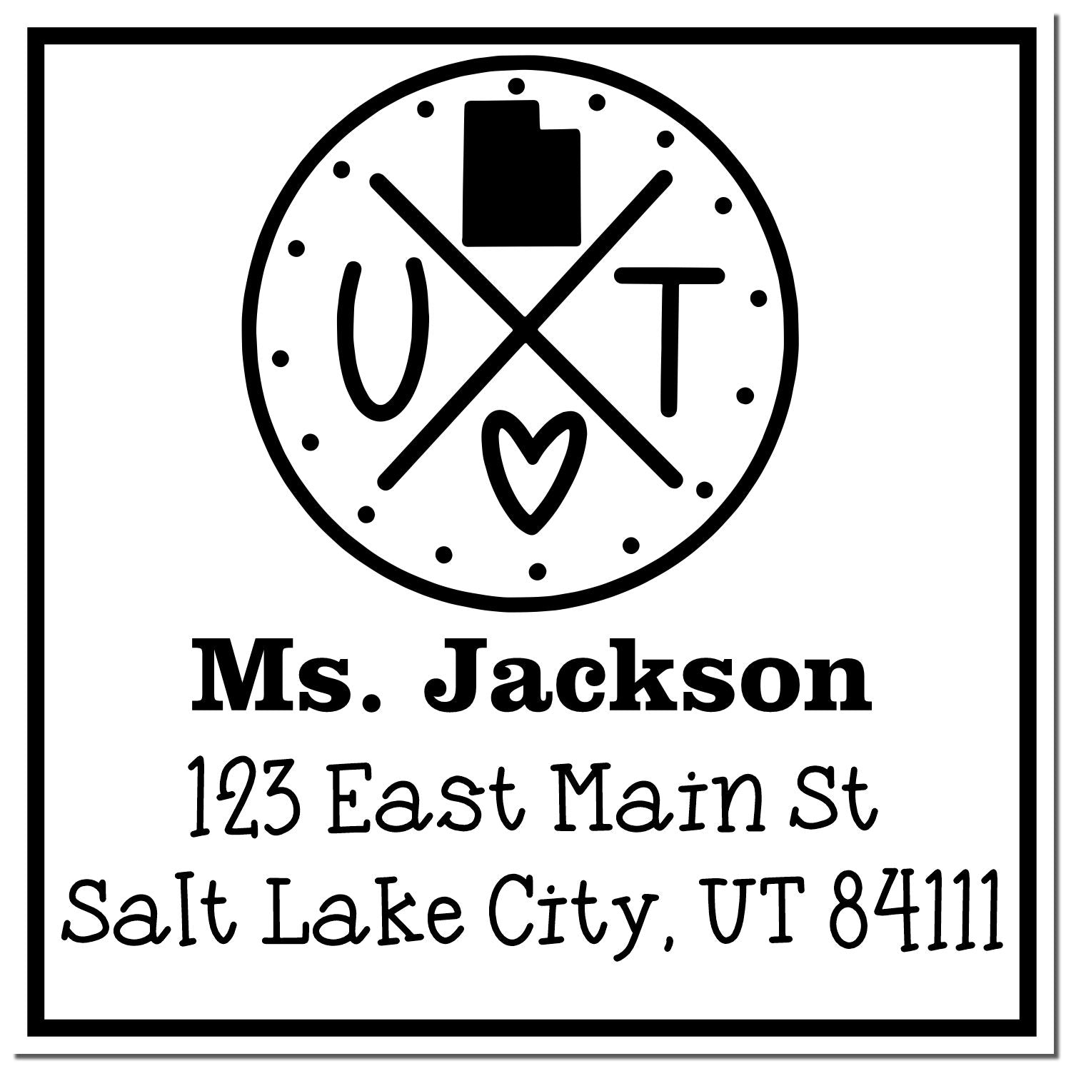 PSI Pre-Inked Utah State Cross Custom-Made Return Address Rubber Stamp