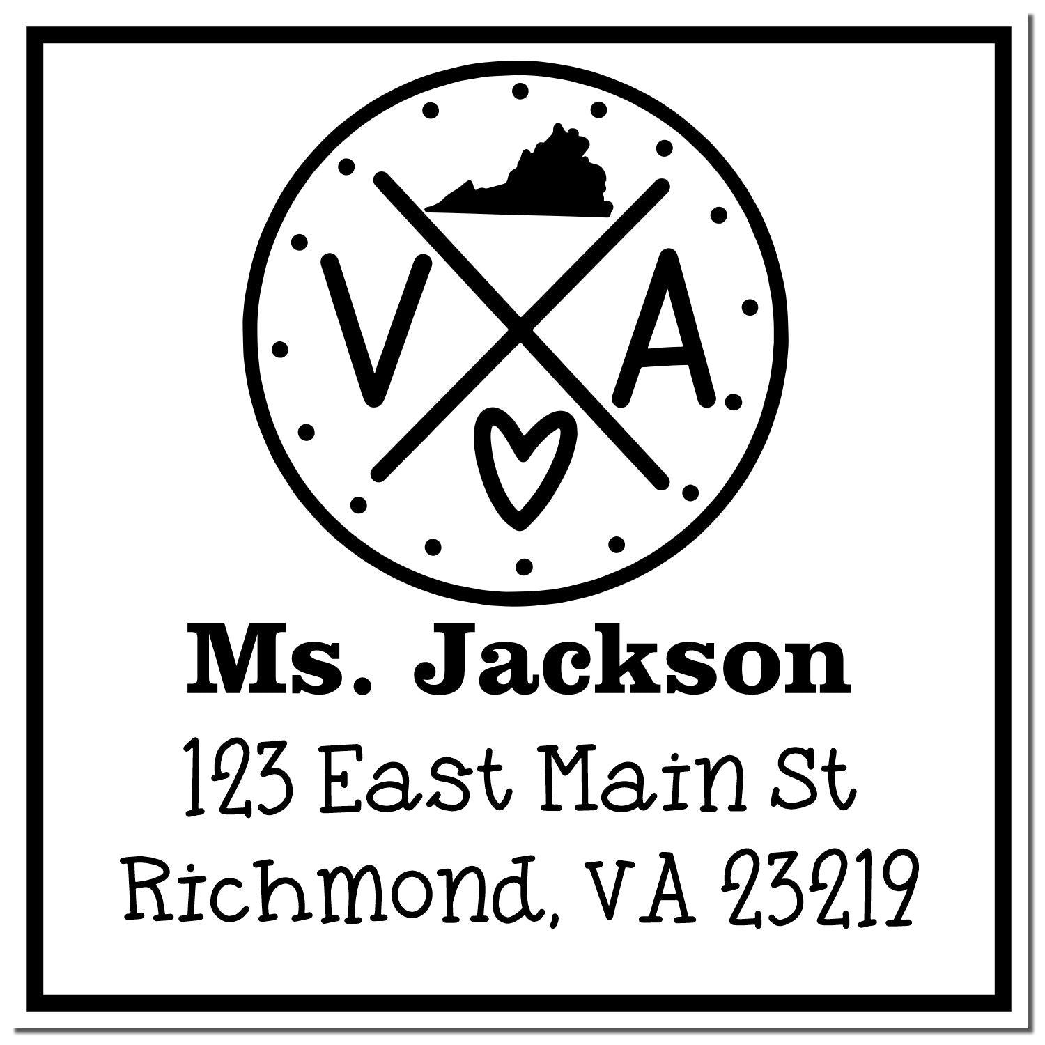 Wood Handle Virginia State Cross Customizable New Address Stamp