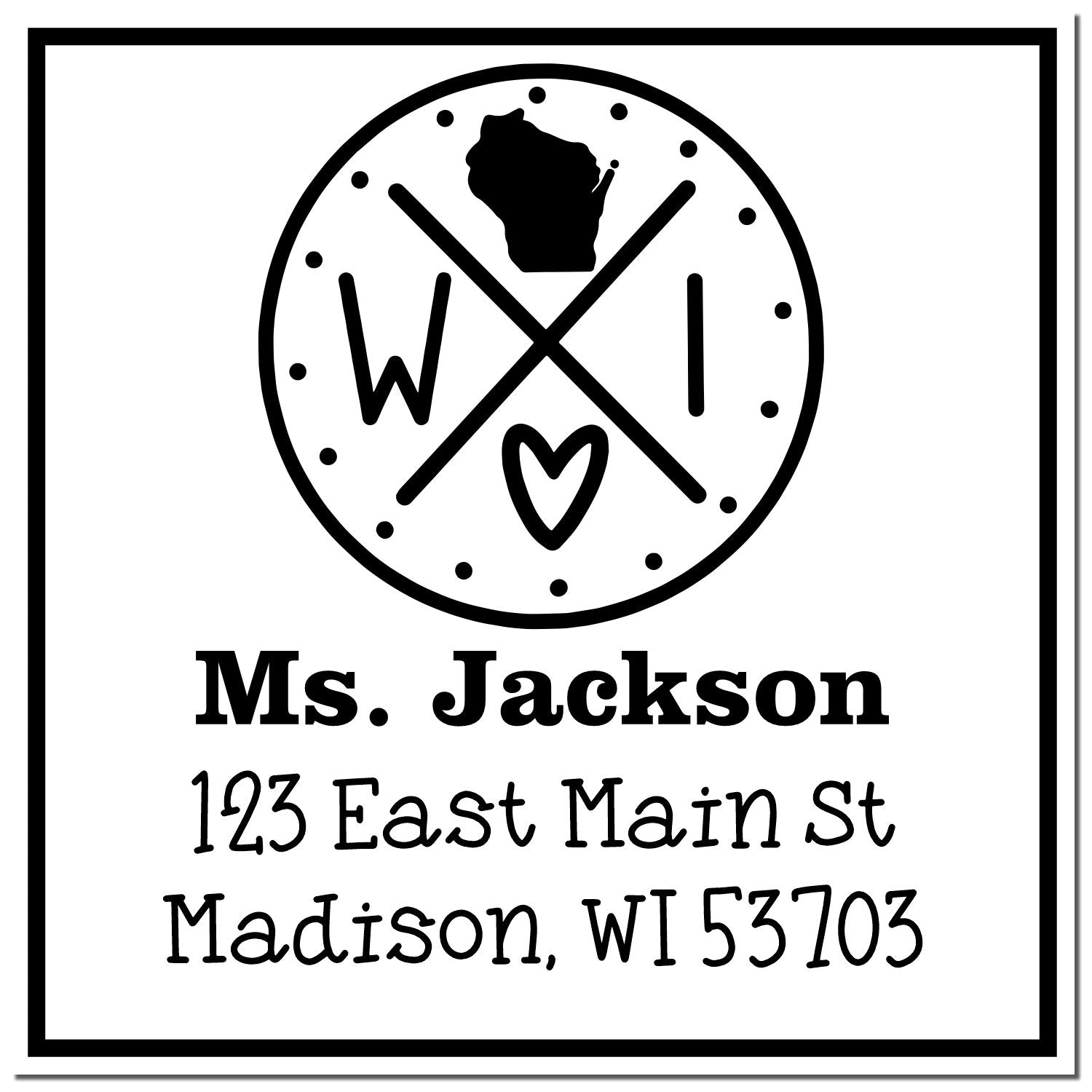 Wood Handle Wisconsin State Cross Customizable Home Address for Envelopes Stamp