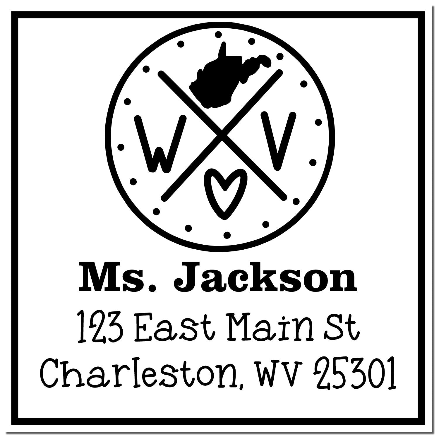 Wood Handle West Virginia State Cross Customizable New Address Rubber Stamp