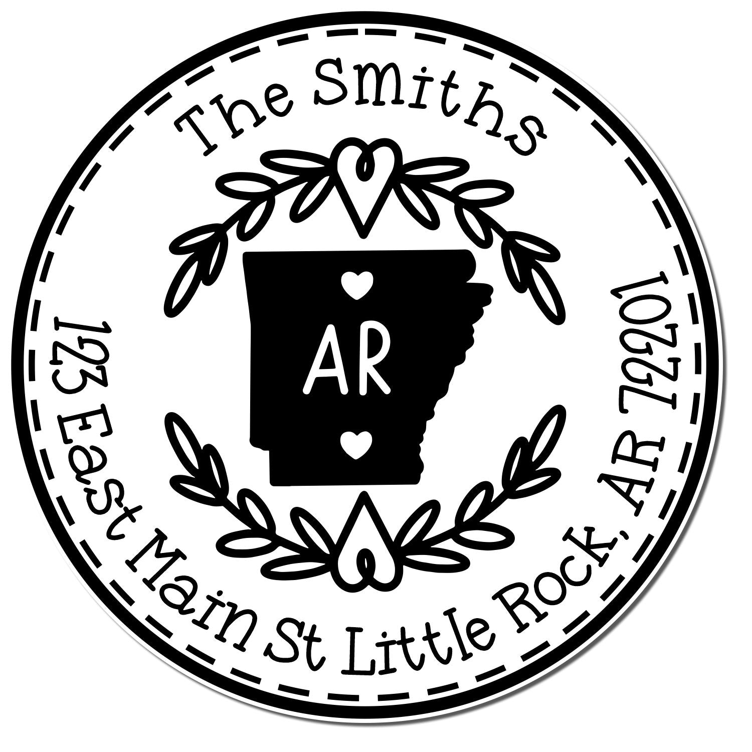 Slim Arkansas State Wreath Customizable Mail Address Pre-Inked Stamp