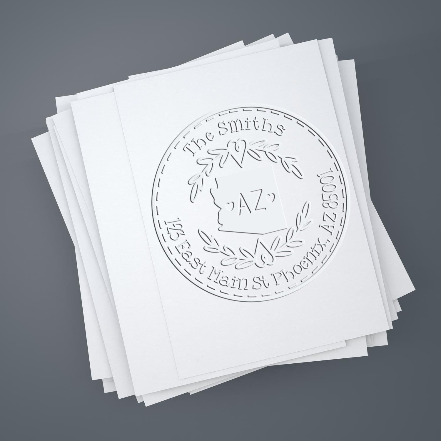 State Wreath AZ Custom Home Address Seal Stamp