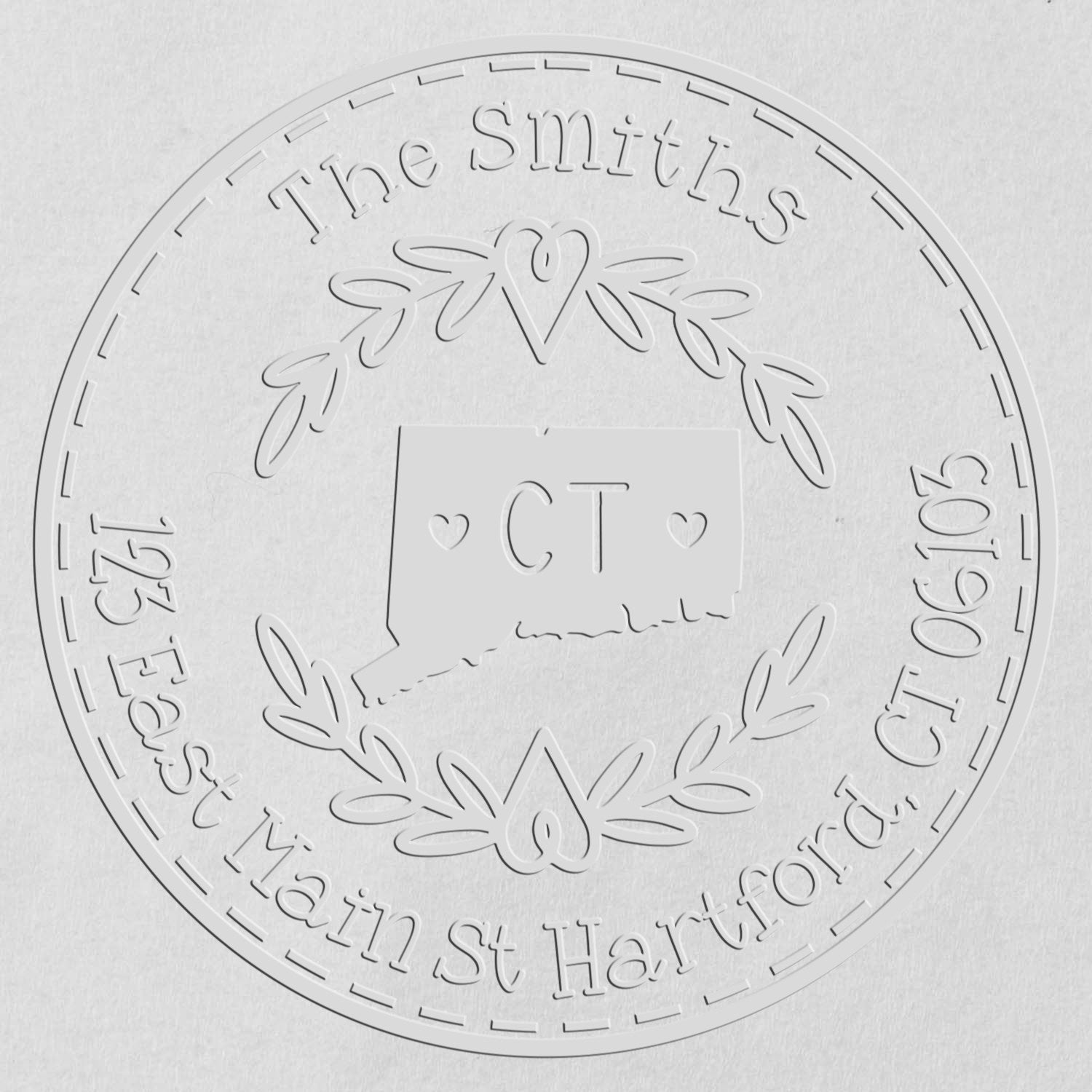 State Wreath CT Custom Return Address Stamp Embosser