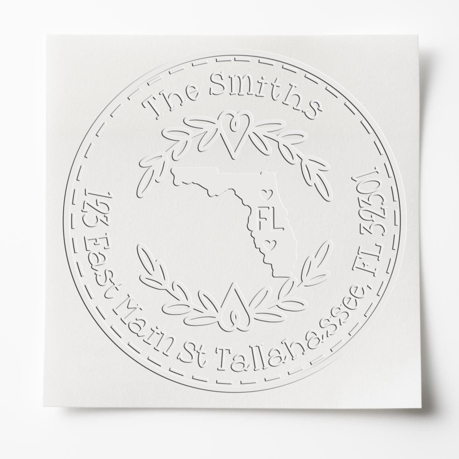 State Wreath FL Custom Return Address Embossed Seal