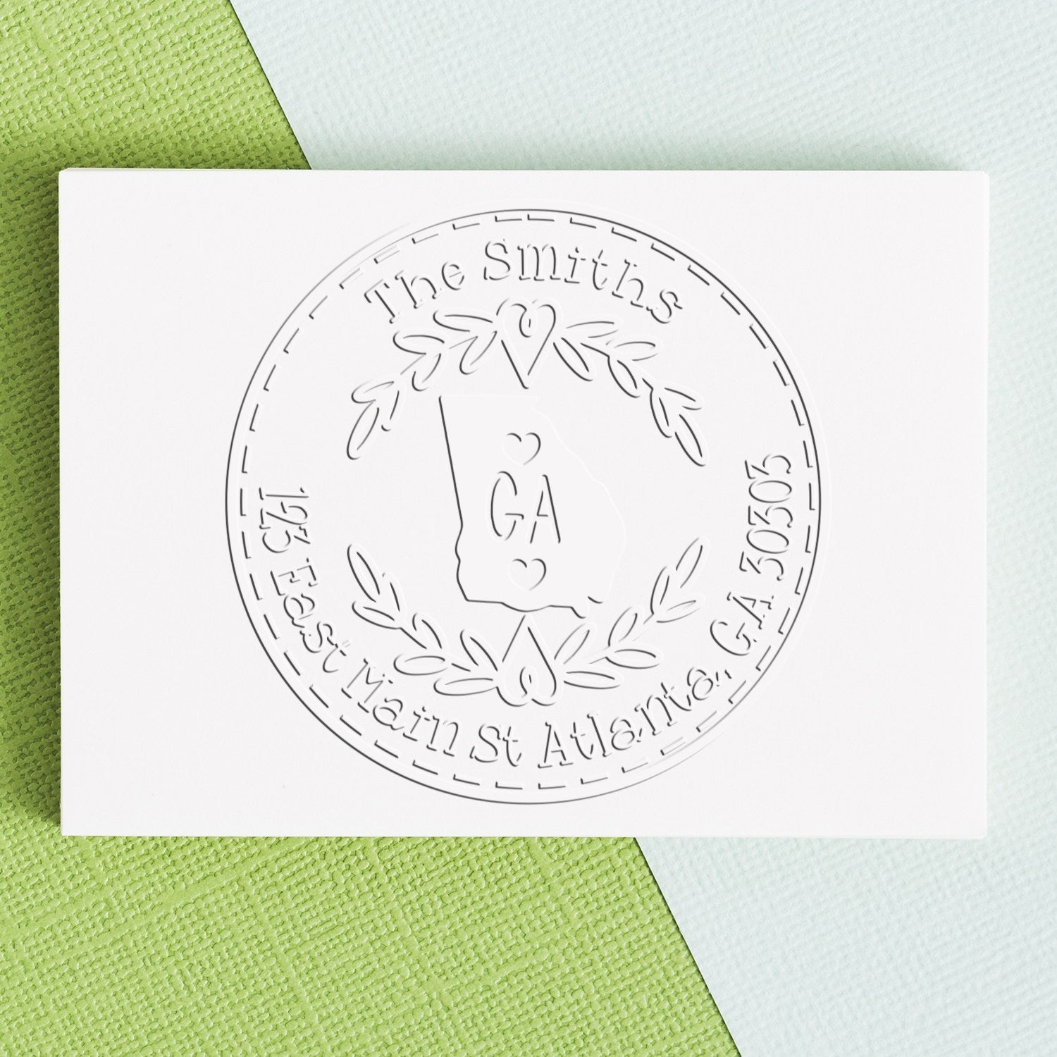 Soft Seal Personalized Address Return Embossing Stamp for GA