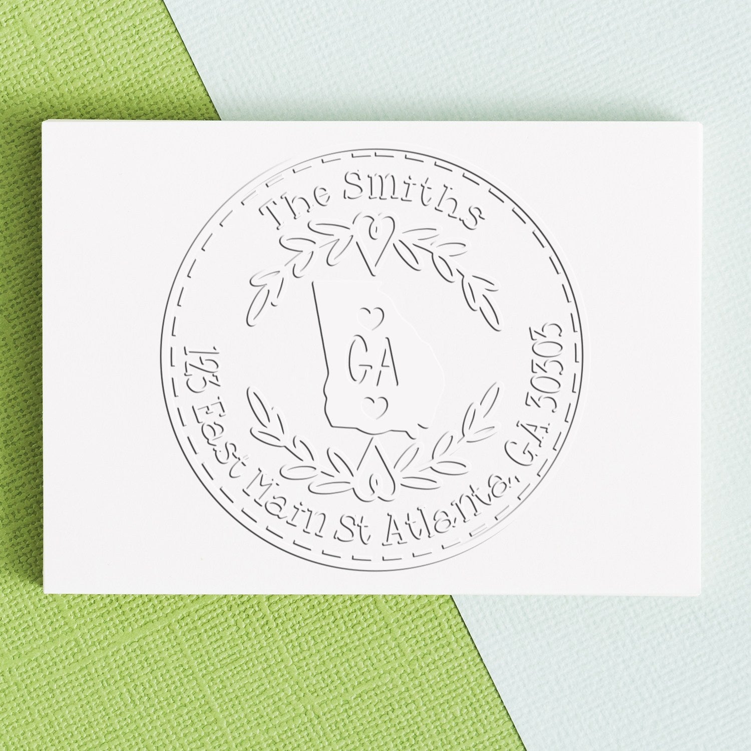 State Wreath GA Custom Return Address Embossing Seal