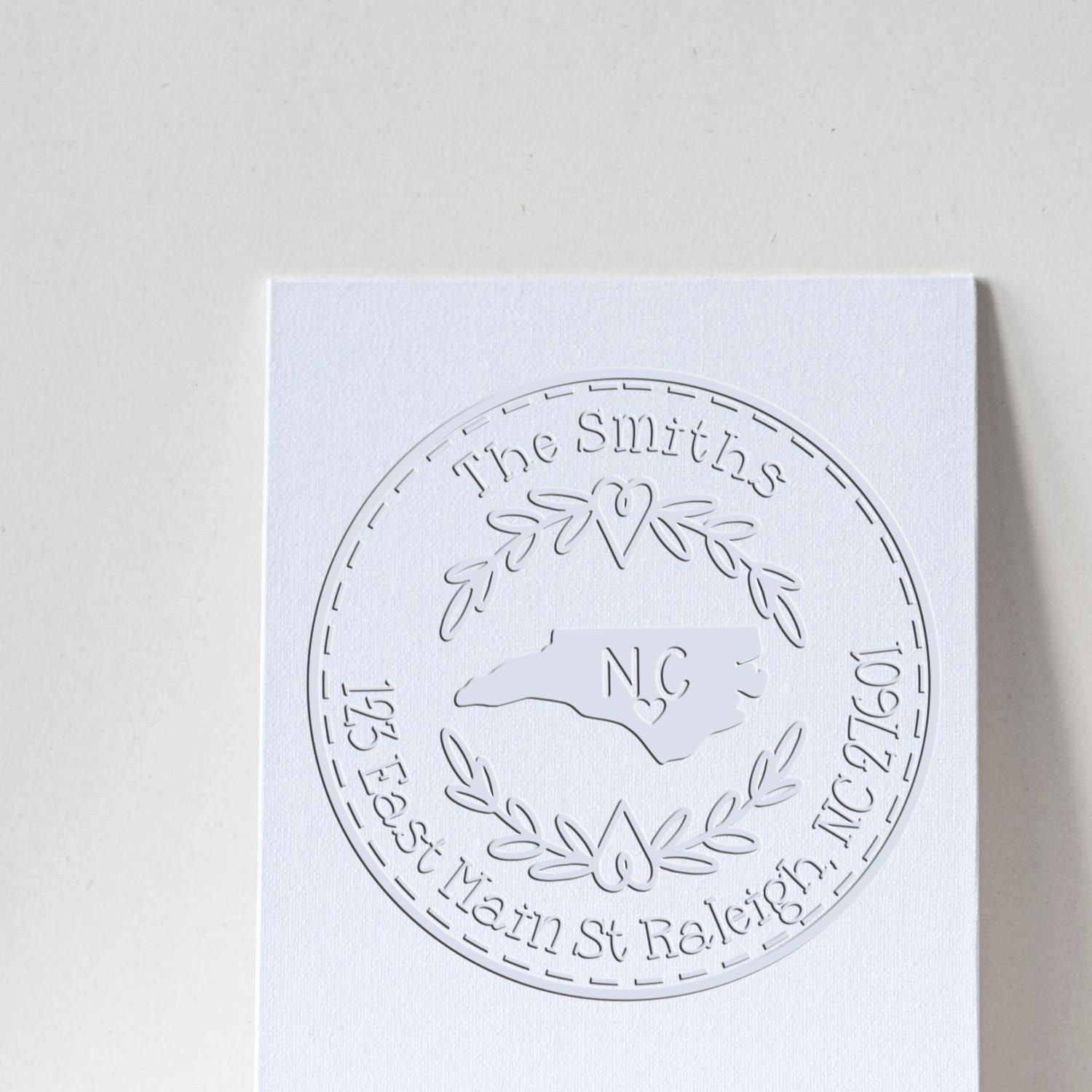 State Wreath NC Custom Mail Address Embossed Seal