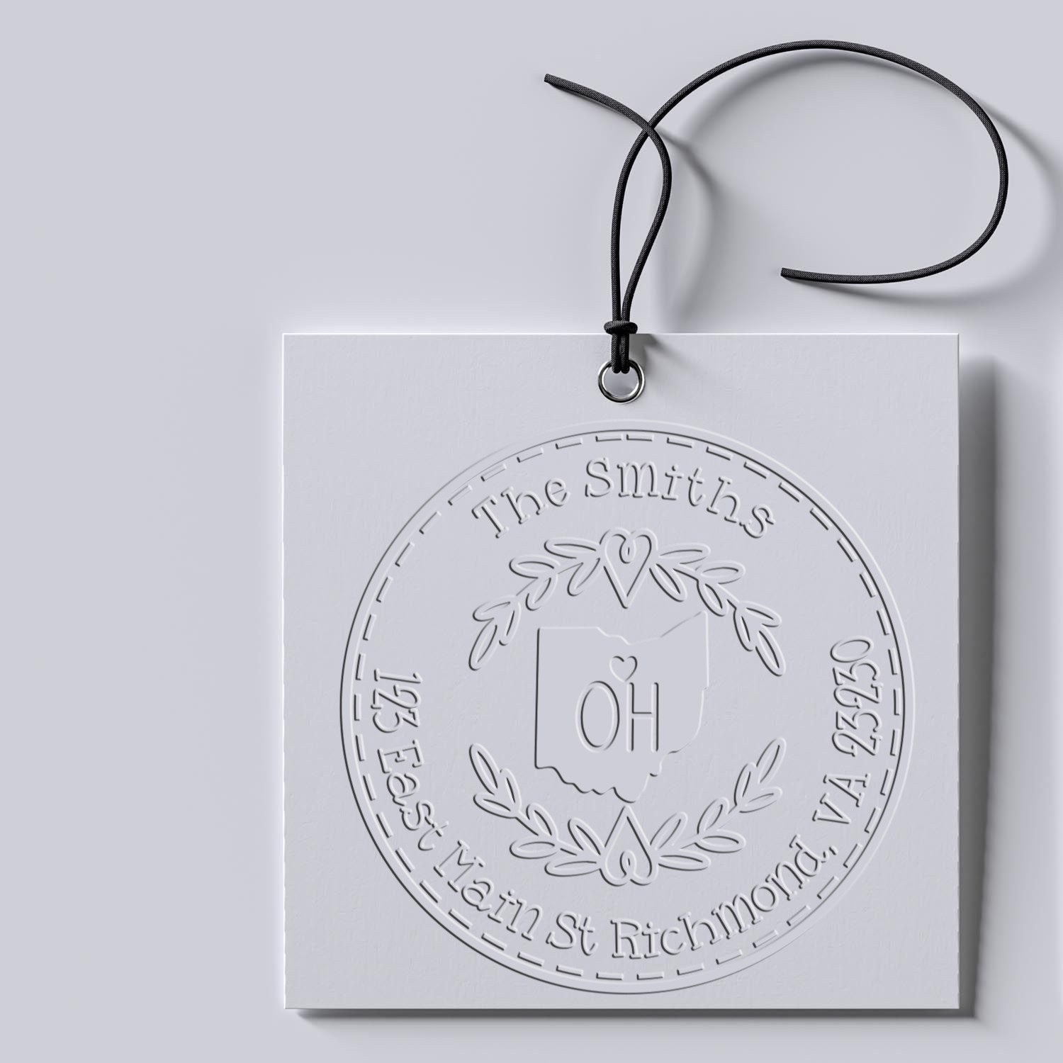 State Wreath OH Custom Mail Address Embossed Stamp