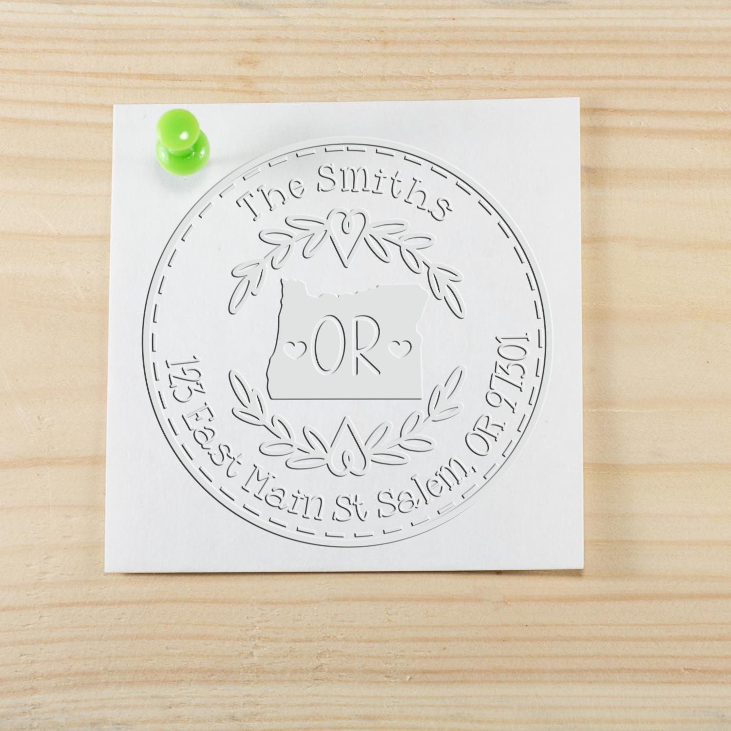 State Wreath OR Custom Mail Address Embosser Seal Stamp