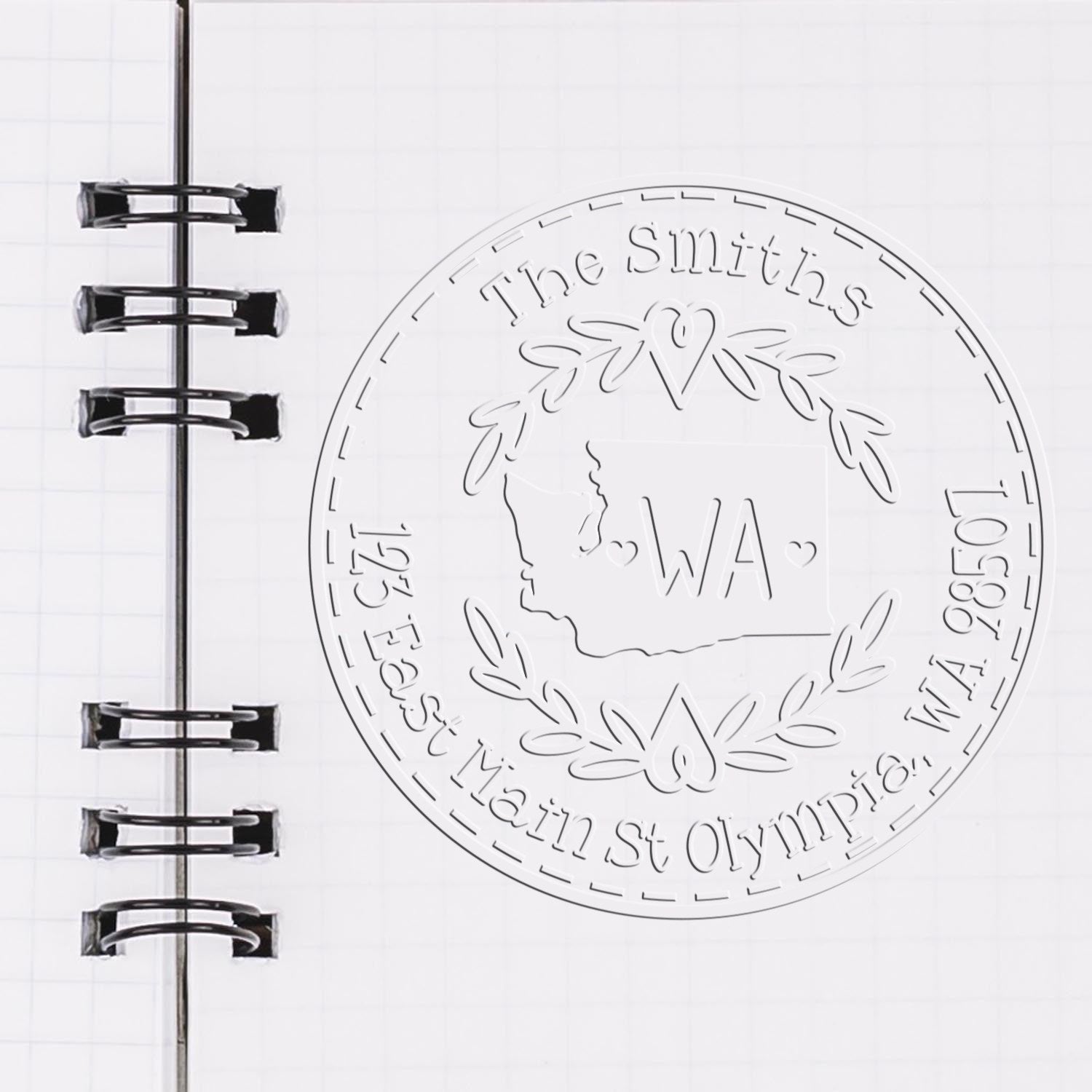 Washington Decorative Wreath Customizable Mailing Address Seal Stamp