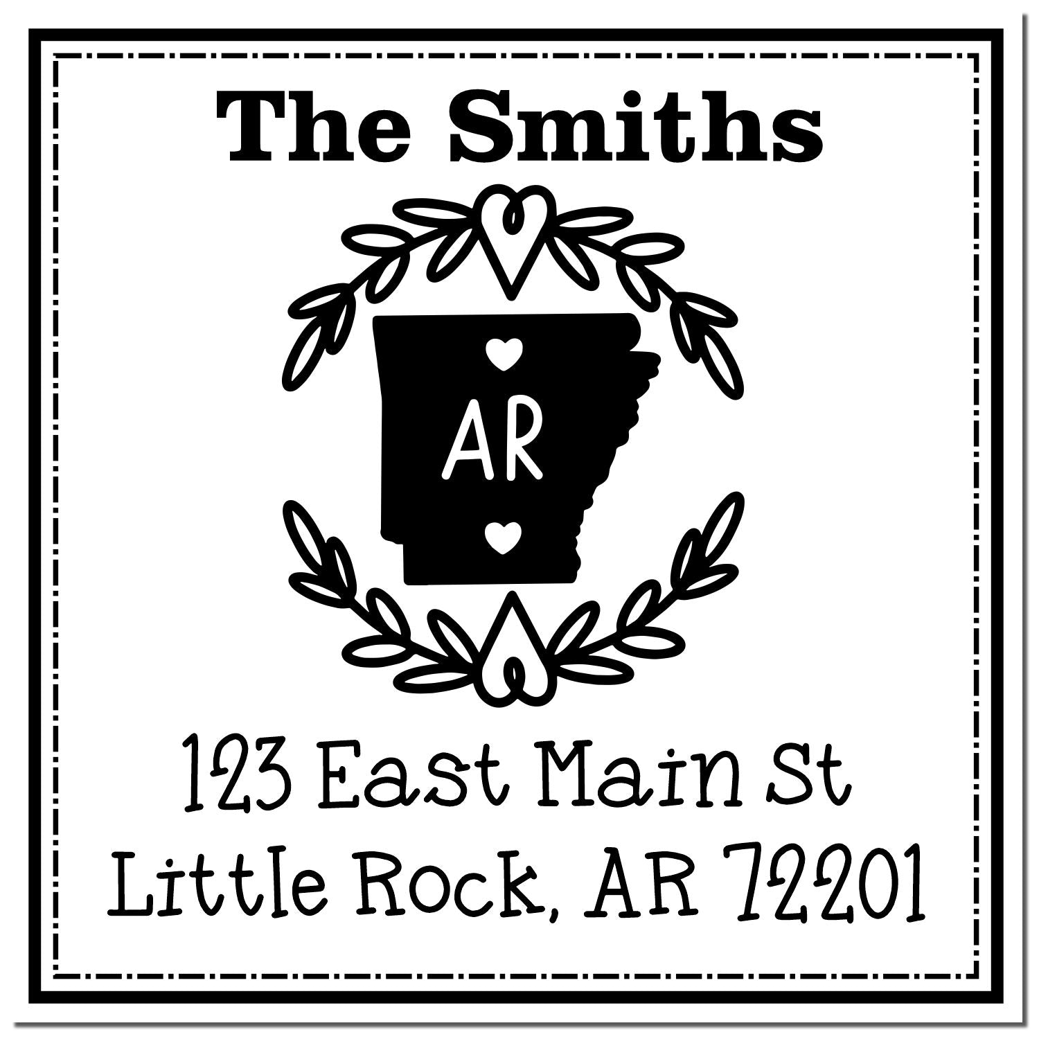 Wood Handle Arkansas State Wreath Custom-Made Address Stamp