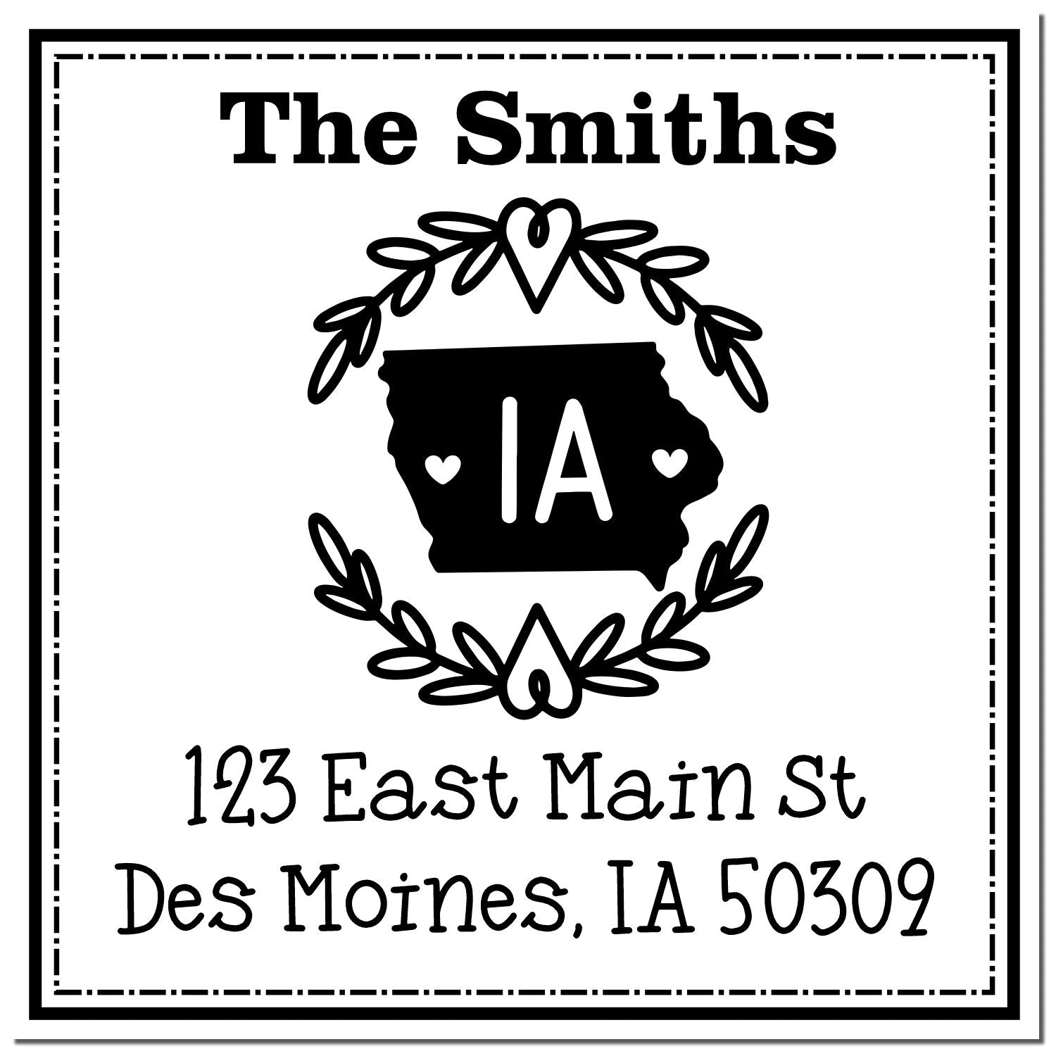 PSI Pre-Inked Iowa State Wreath Custom-Made Mail Address Stamp