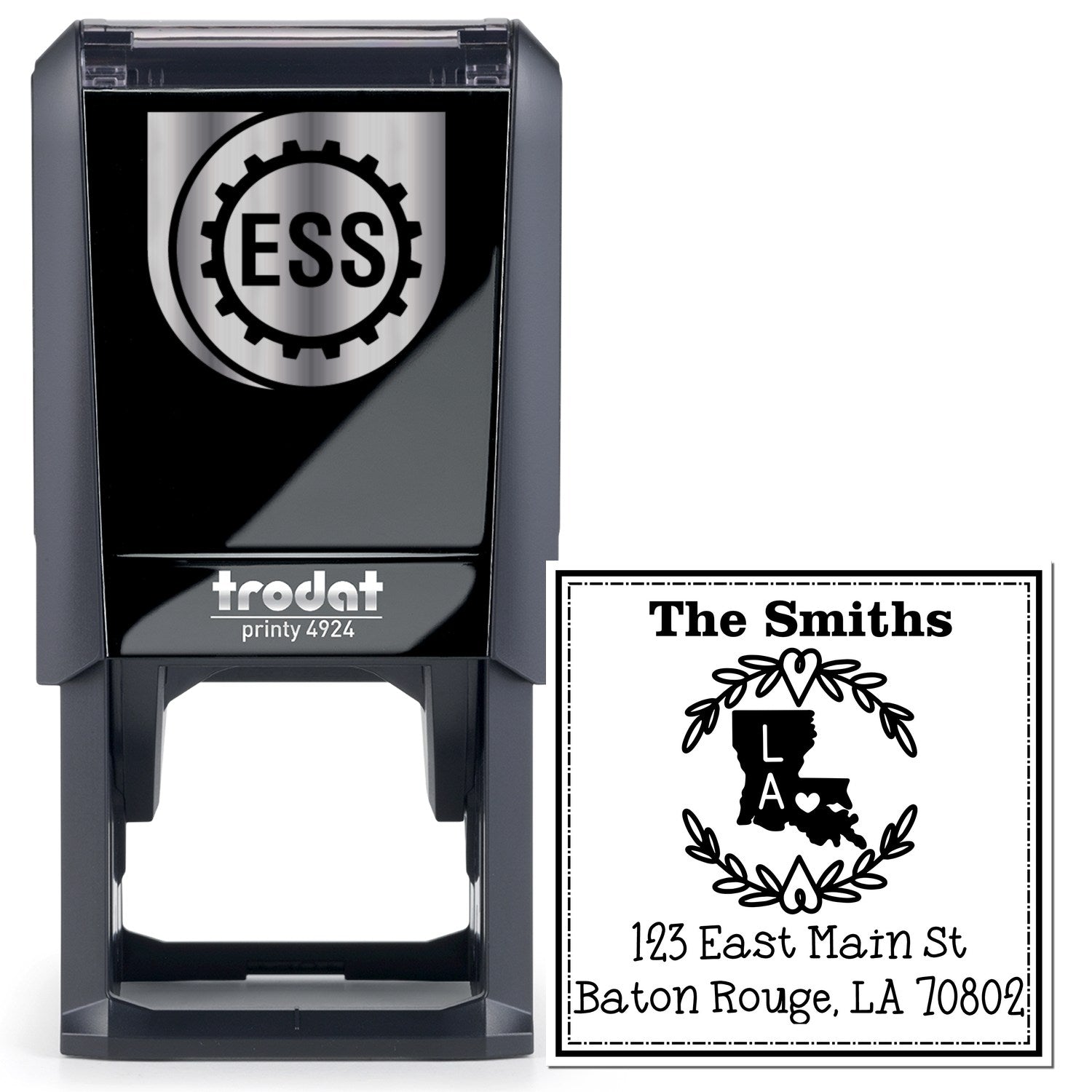 Self-Inking Louisiana State Wreath Custom-Made Address Return Stamper