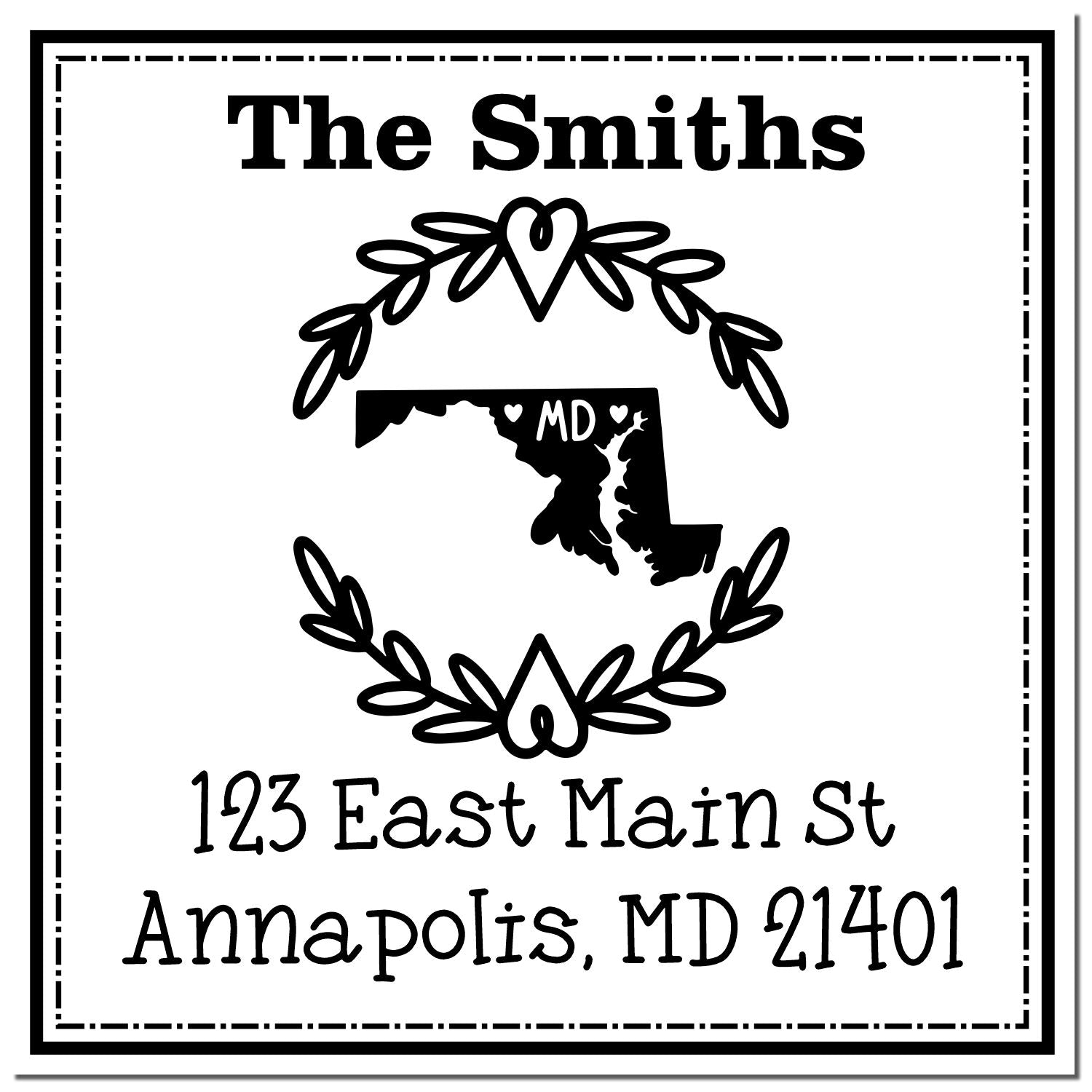 Self-Inking Maryland State Wreath Custom-Made Mailing Address Stamp