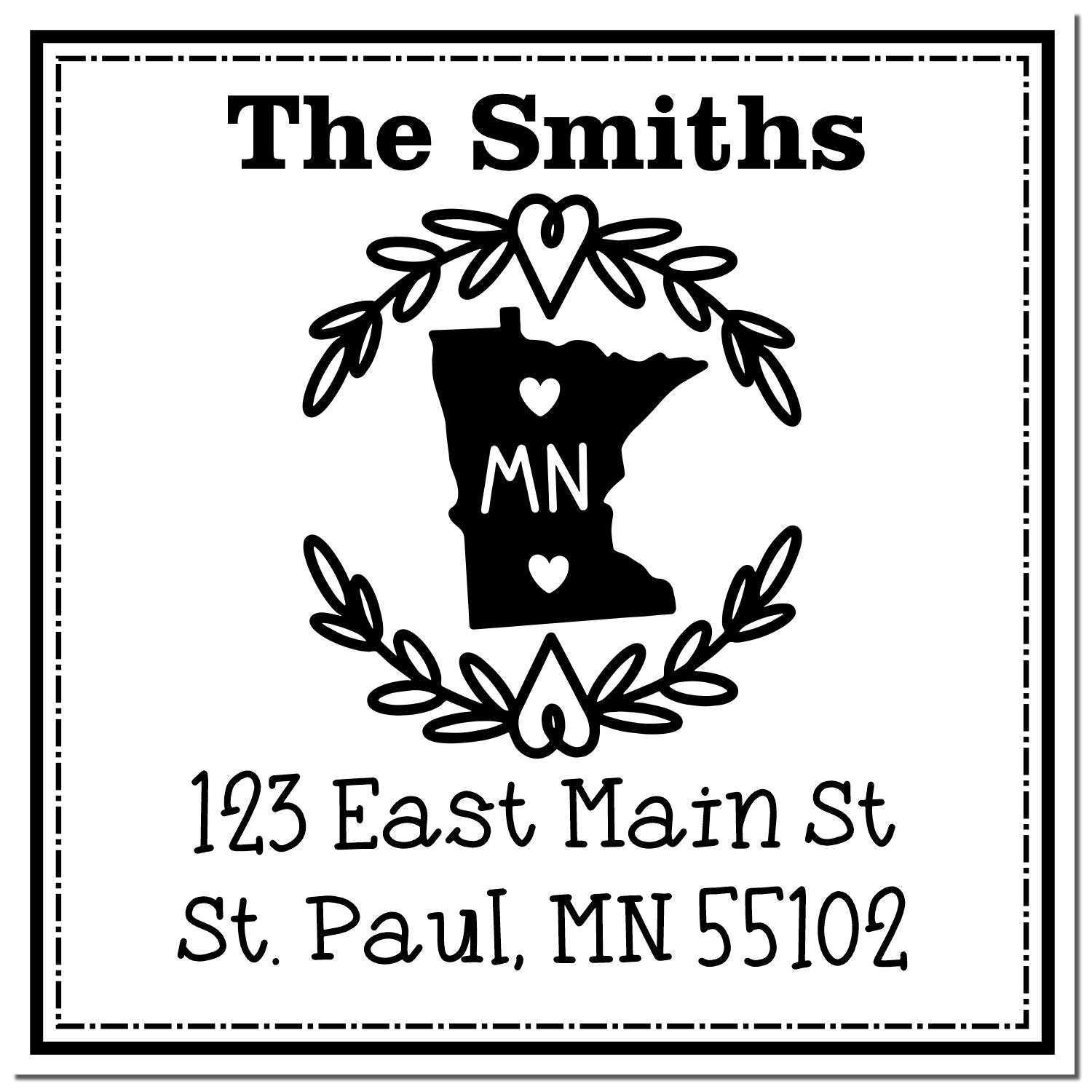 Self-Inking Minnesota State Wreath Custom-Made Mail Address Stamp