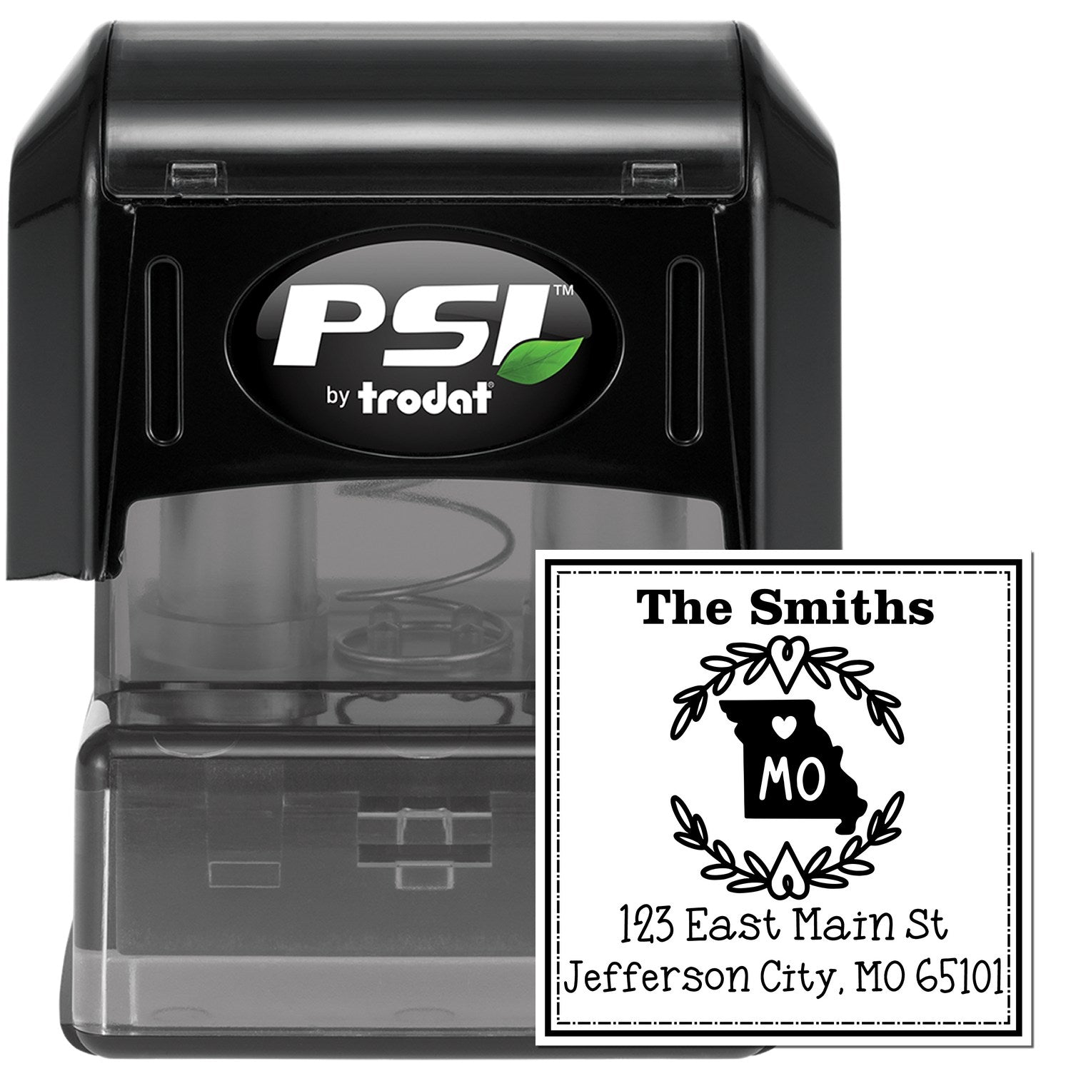 PSI Pre-Inked Missouri State Wreath Custom-Made Address Label Stamper