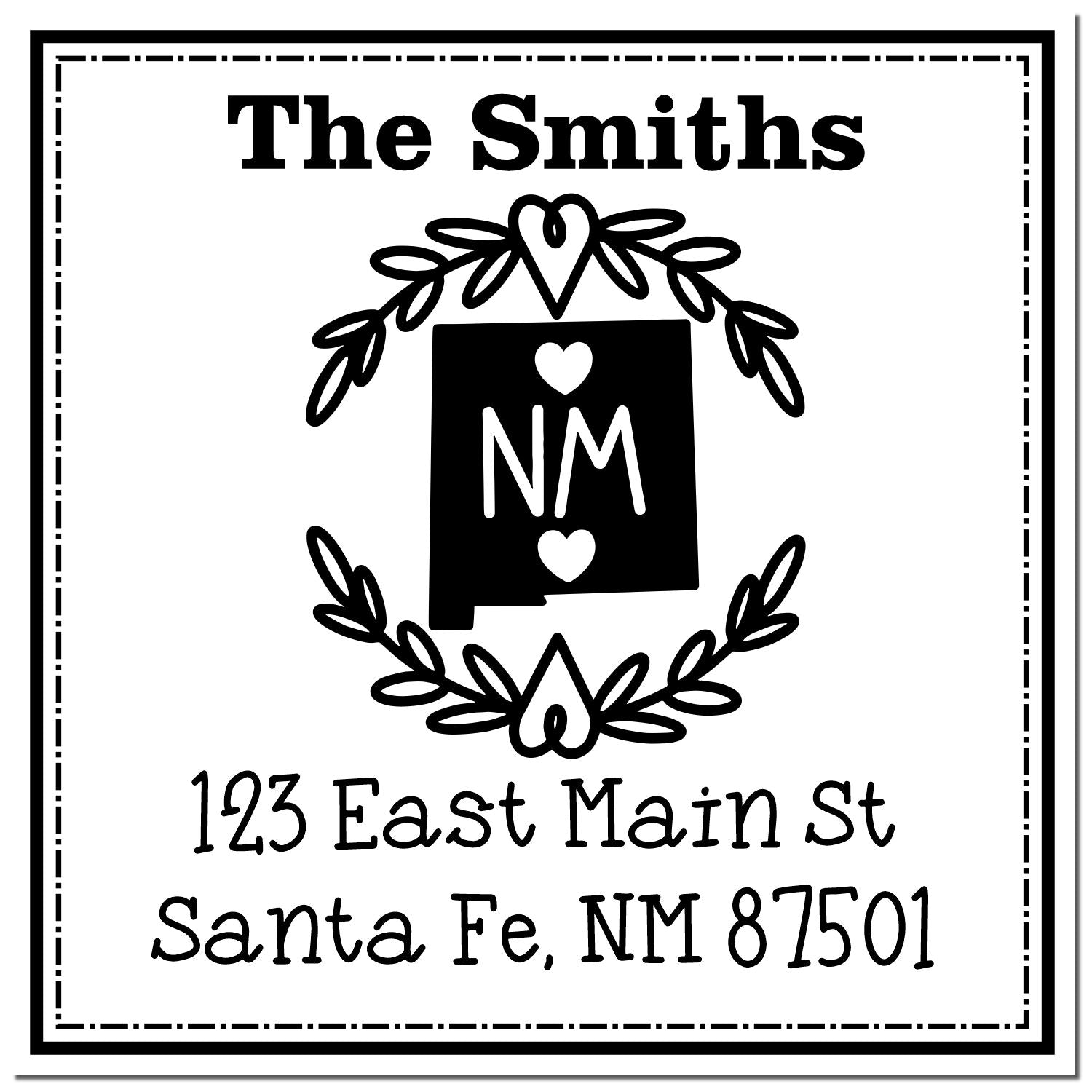 Self-Inking New Mexico State Wreath Custom-Made Home Address for Envelopes Rubber Stamp