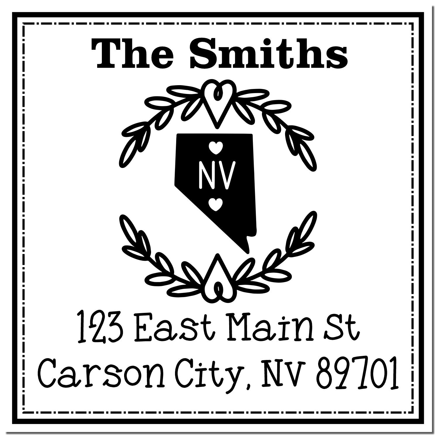 Self-Inking Nevada State Wreath Custom-Made New Address Rubber Stamp