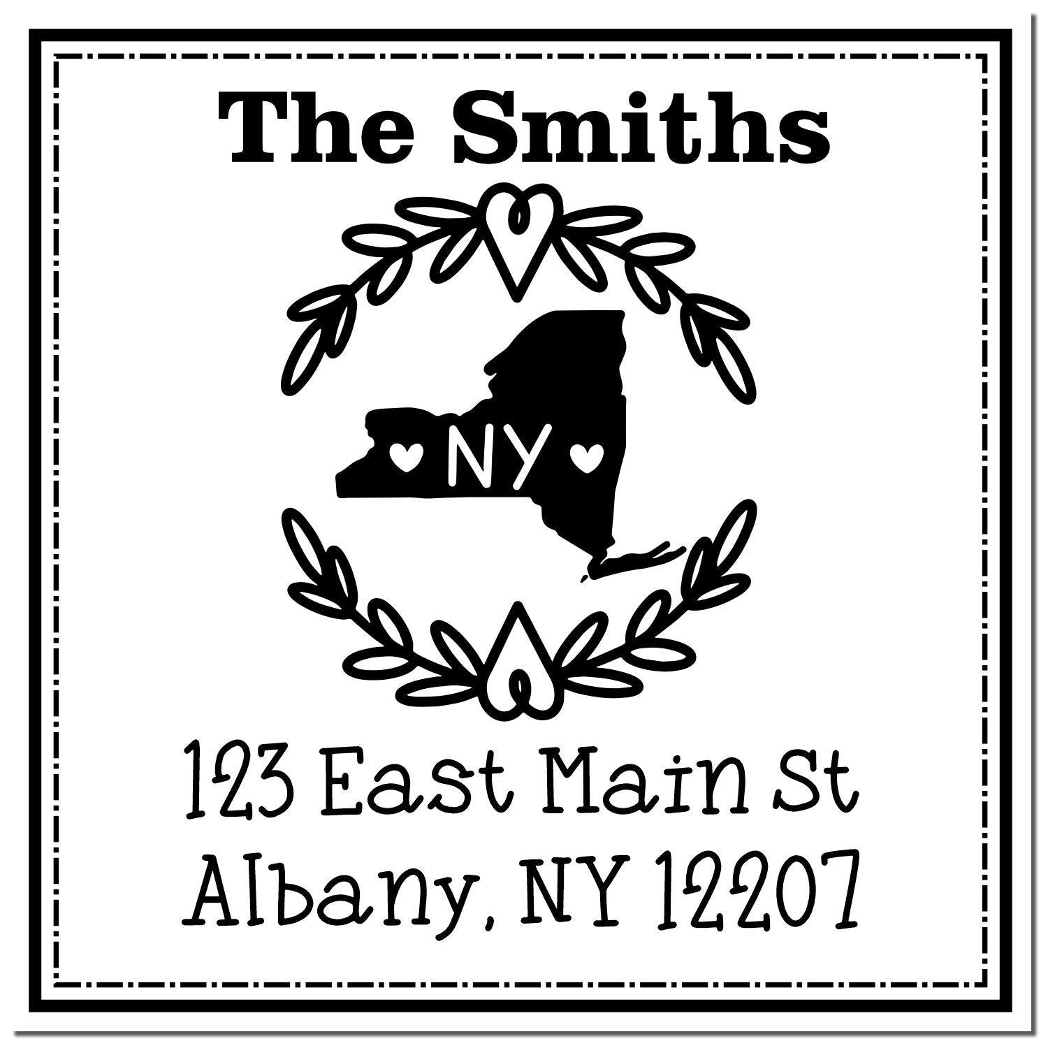 Slim New York State Wreath Personalized Mail Stamper